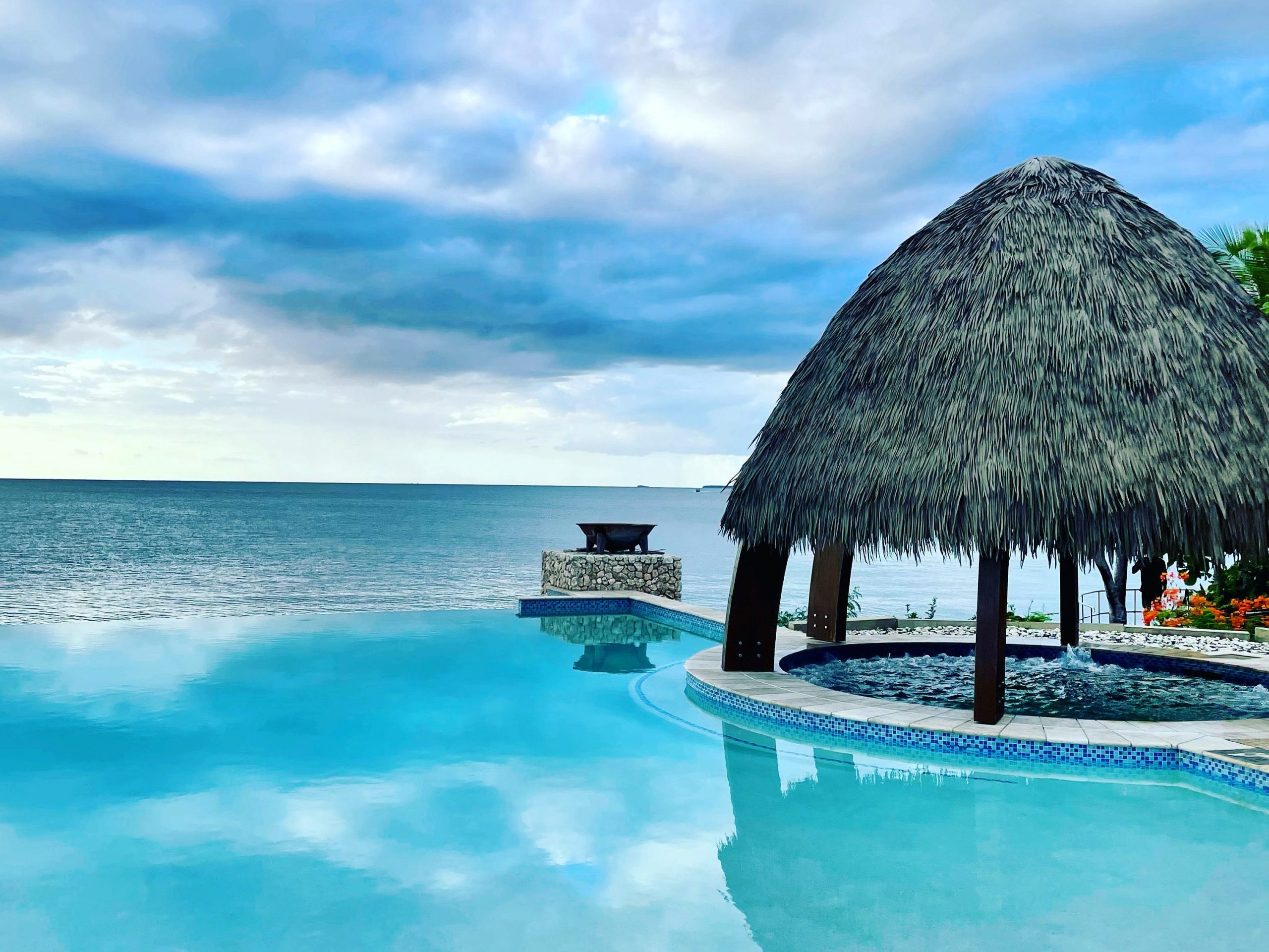 An infinity pool and little hut in Fiji