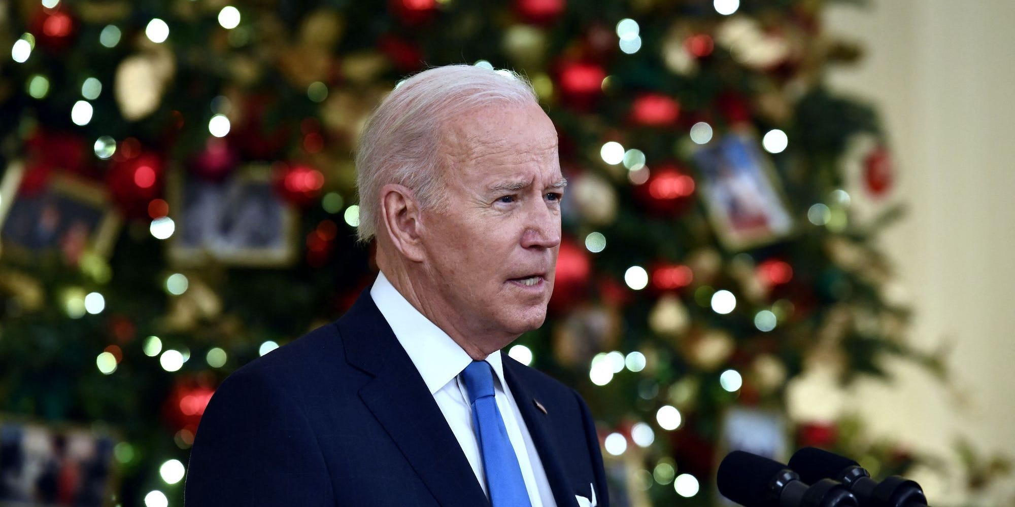 President Joe Biden speaks about the status of the country’s fight against COVID-19 and the Omicron variant at the White House on December 21, 2021.