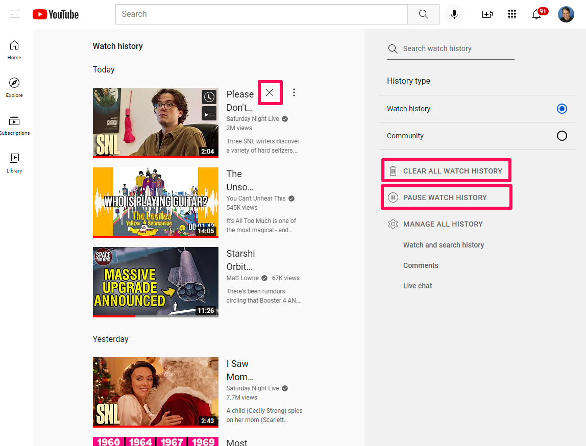 YouTube in Chrome
