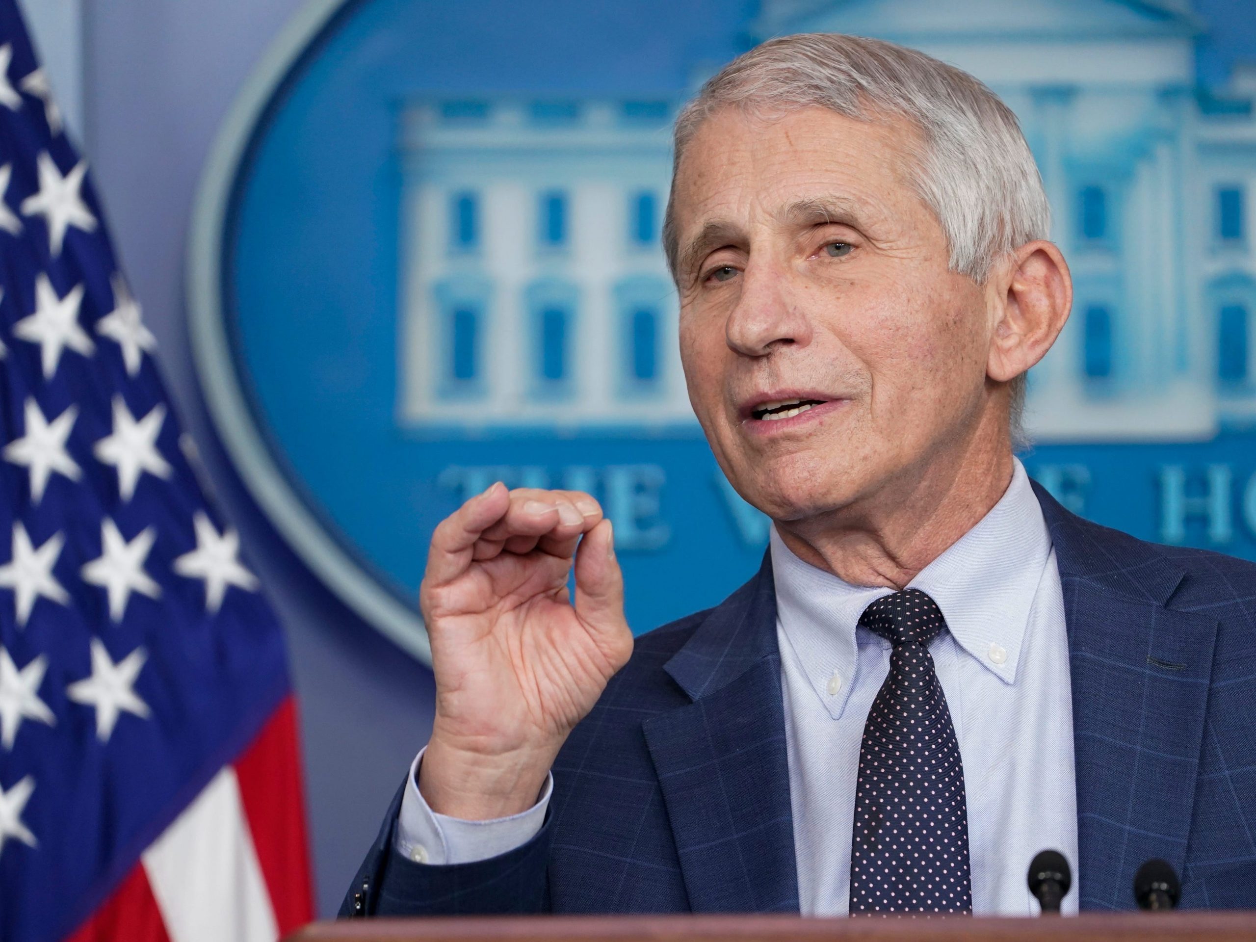 Dr. Anthony Fauci, director of the National Institute of Allergy and Infectious Diseases, speaks during the daily briefing at the White House in Washington, Wednesday, Dec. 1, 2021.