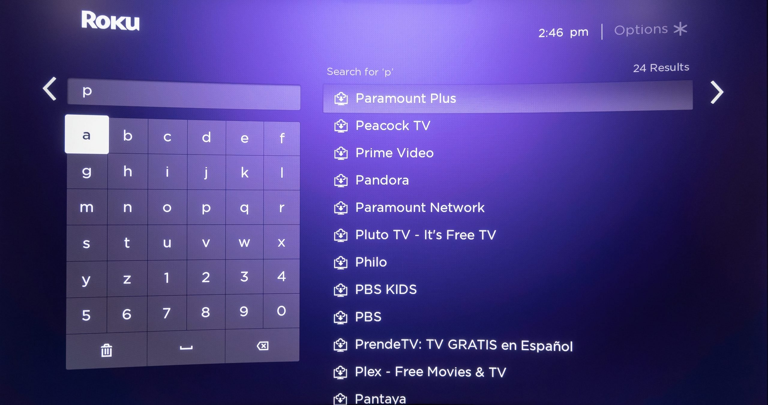 Searching for apps in Roku