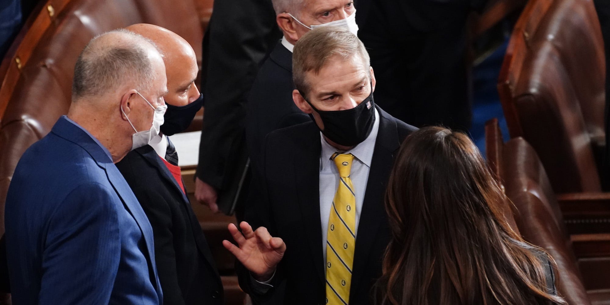 Republican Rep. Jim Jordan of Ohio on the floor of the House of Representatives on January 6, 2021.