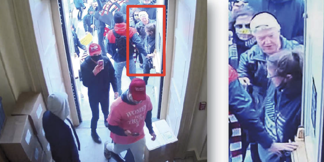 Gary Wickersham captured on security camera footage during the January 6 Capitol riot.