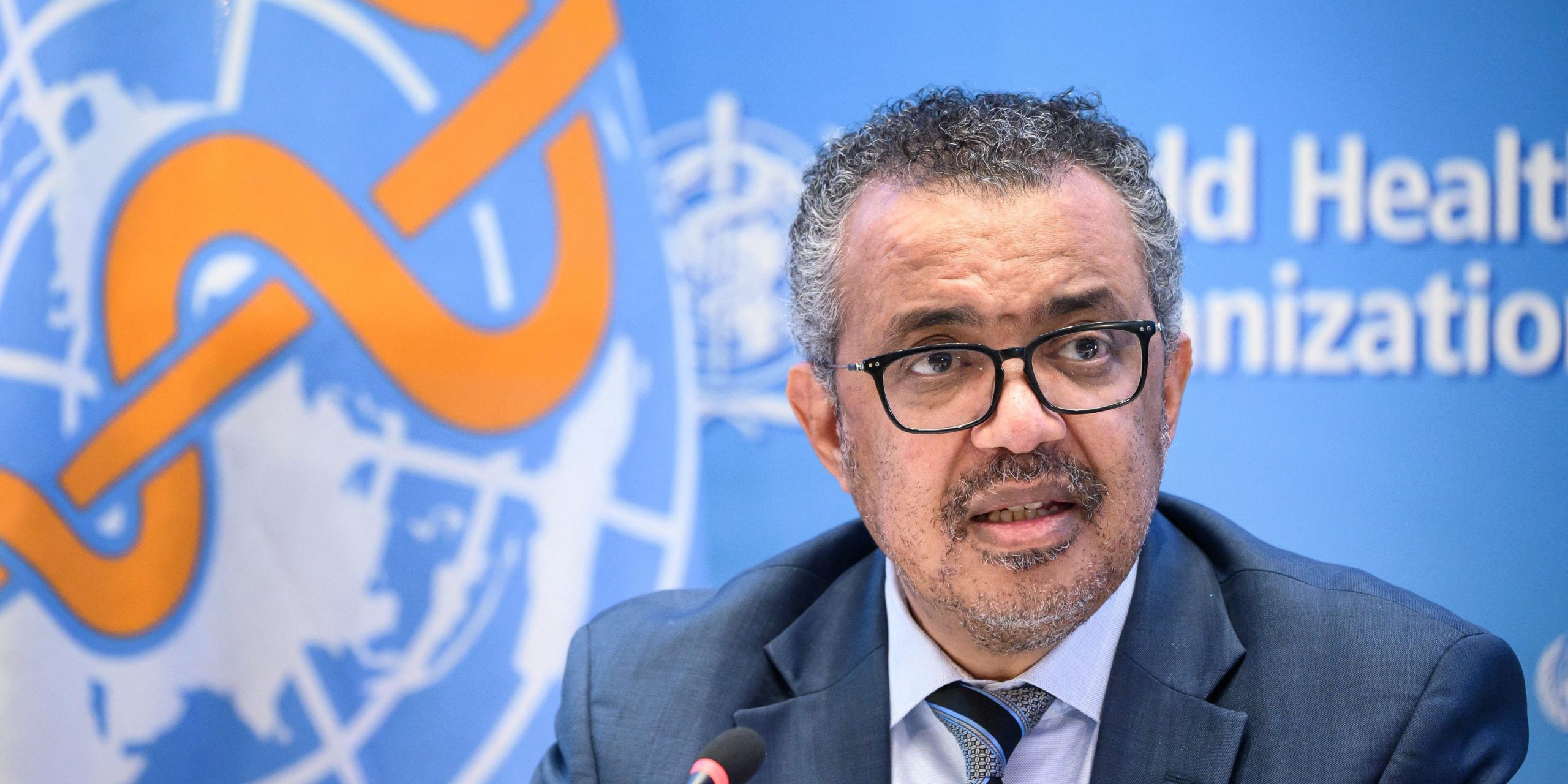 World Health Organization (WHO) Director-General Tedros Adhanom Ghebreyesus speaks during a press conference on December 20, 2021 at the WHO headquarters in Geneva.