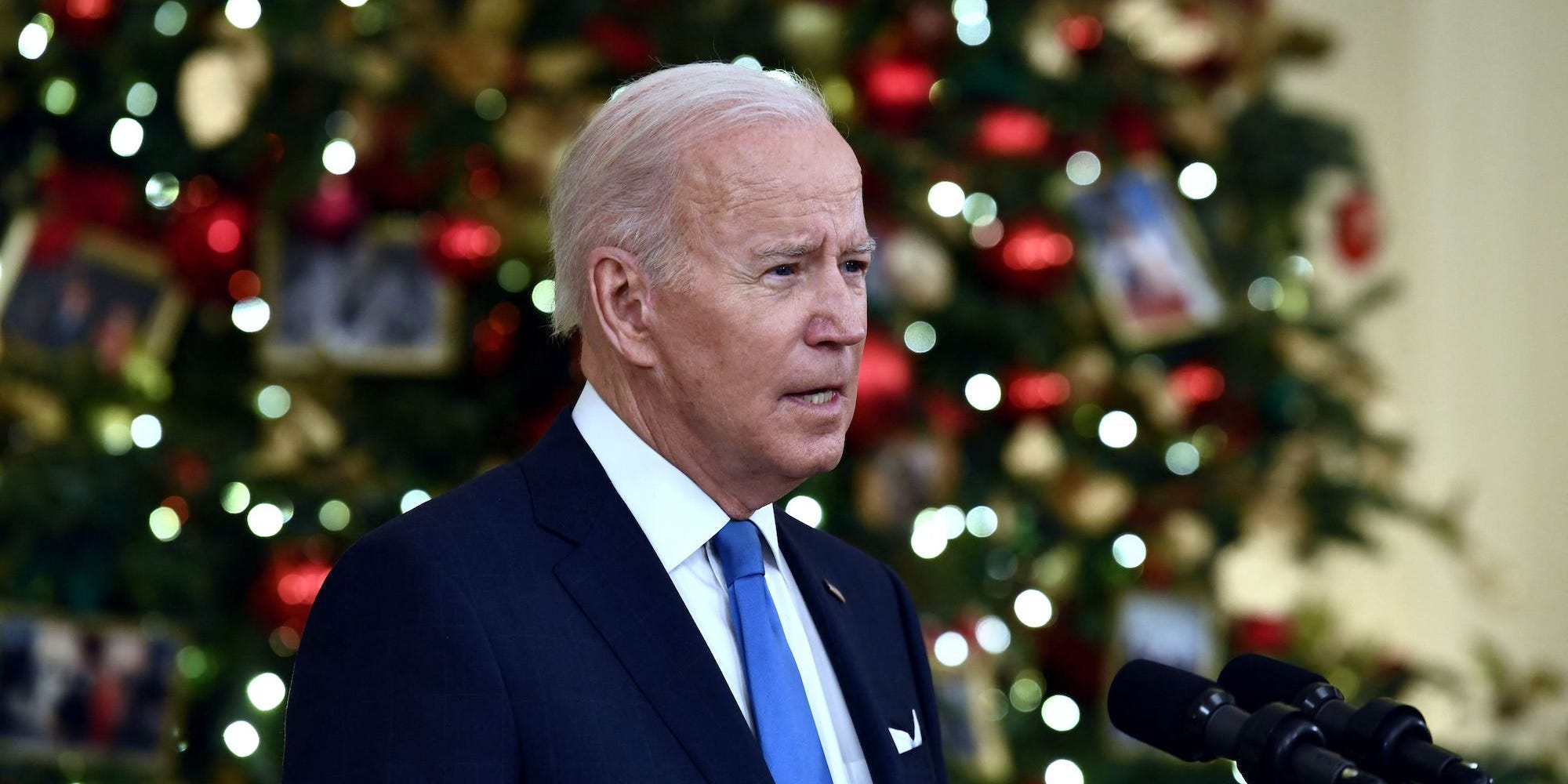 President Joe Biden speaks about the status of the country’s fight against COVID-19 and the Omicron variant at the White House on December 21, 2021.