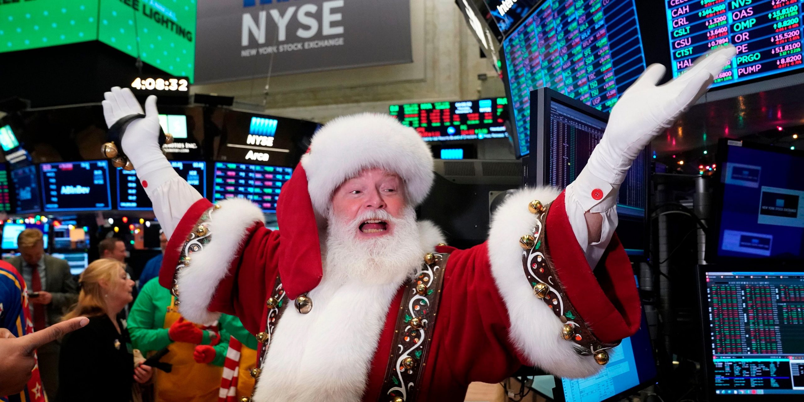Santa Christmas Wall Street stocks