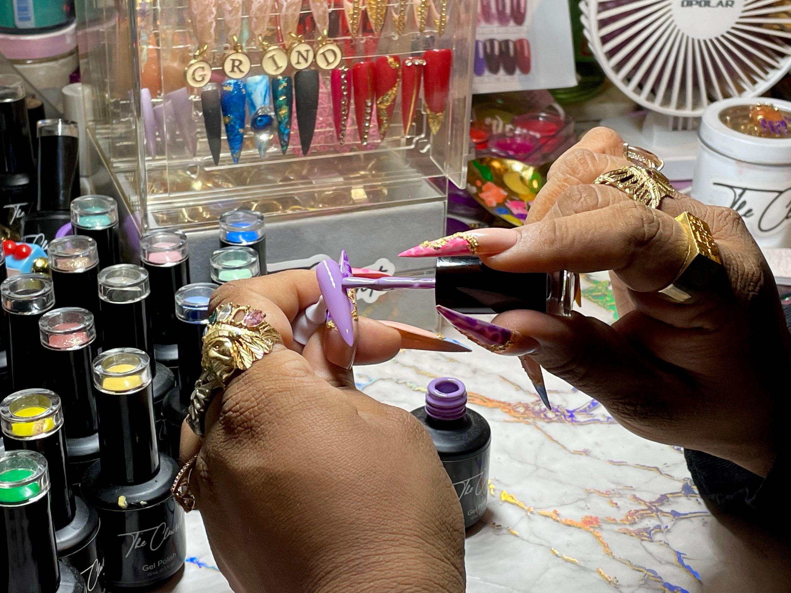 A woman does nails