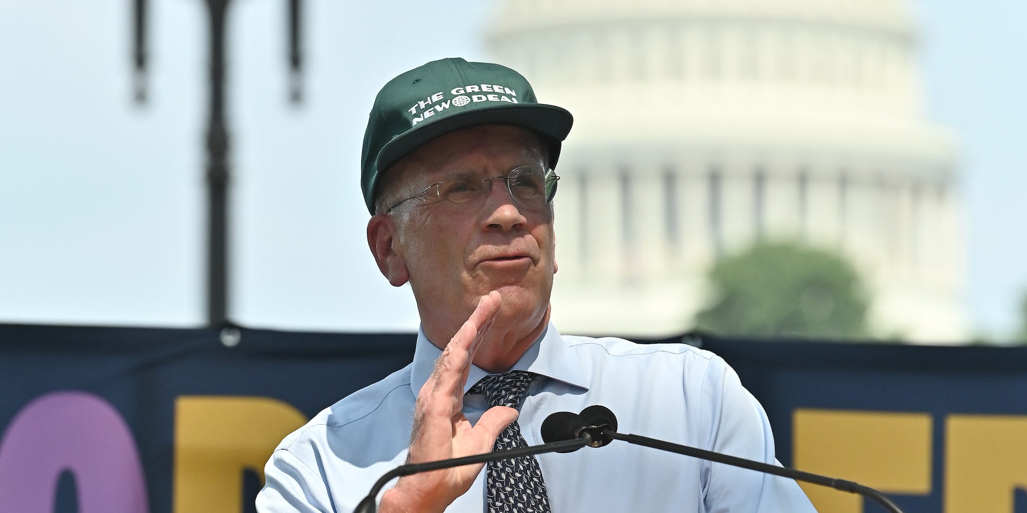 Rep. Peter Welch speaks at a climate rally on July 20, 2021 in Washington, DC.