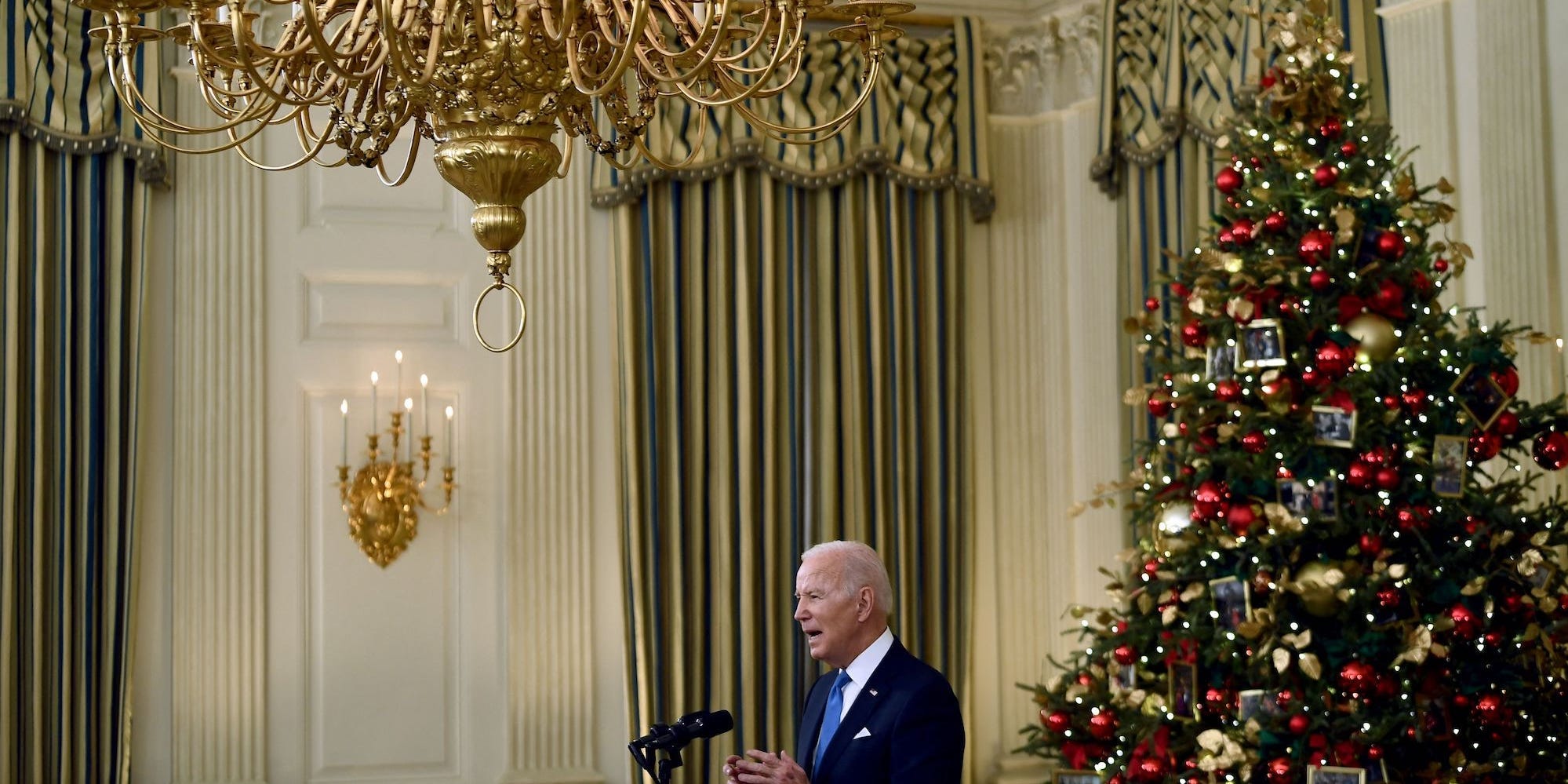 President Joe Biden speaks about the Omicron variant at the White House on December 21, 2021.