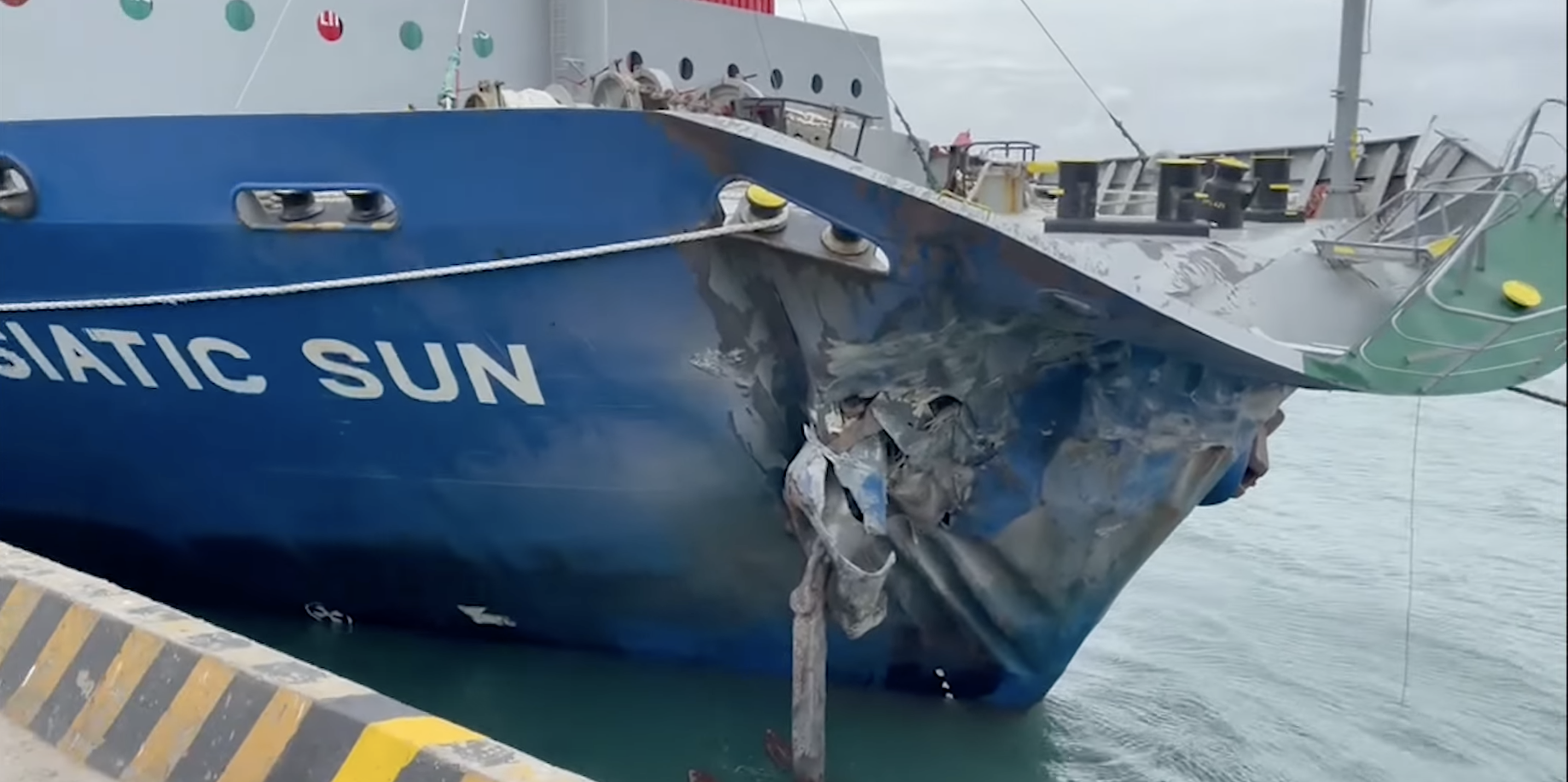 Damaged hull of Asiatic Sun ship