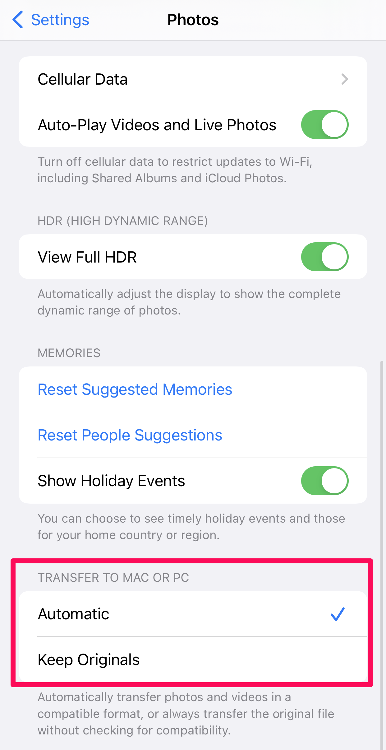 The iPhone Settings app