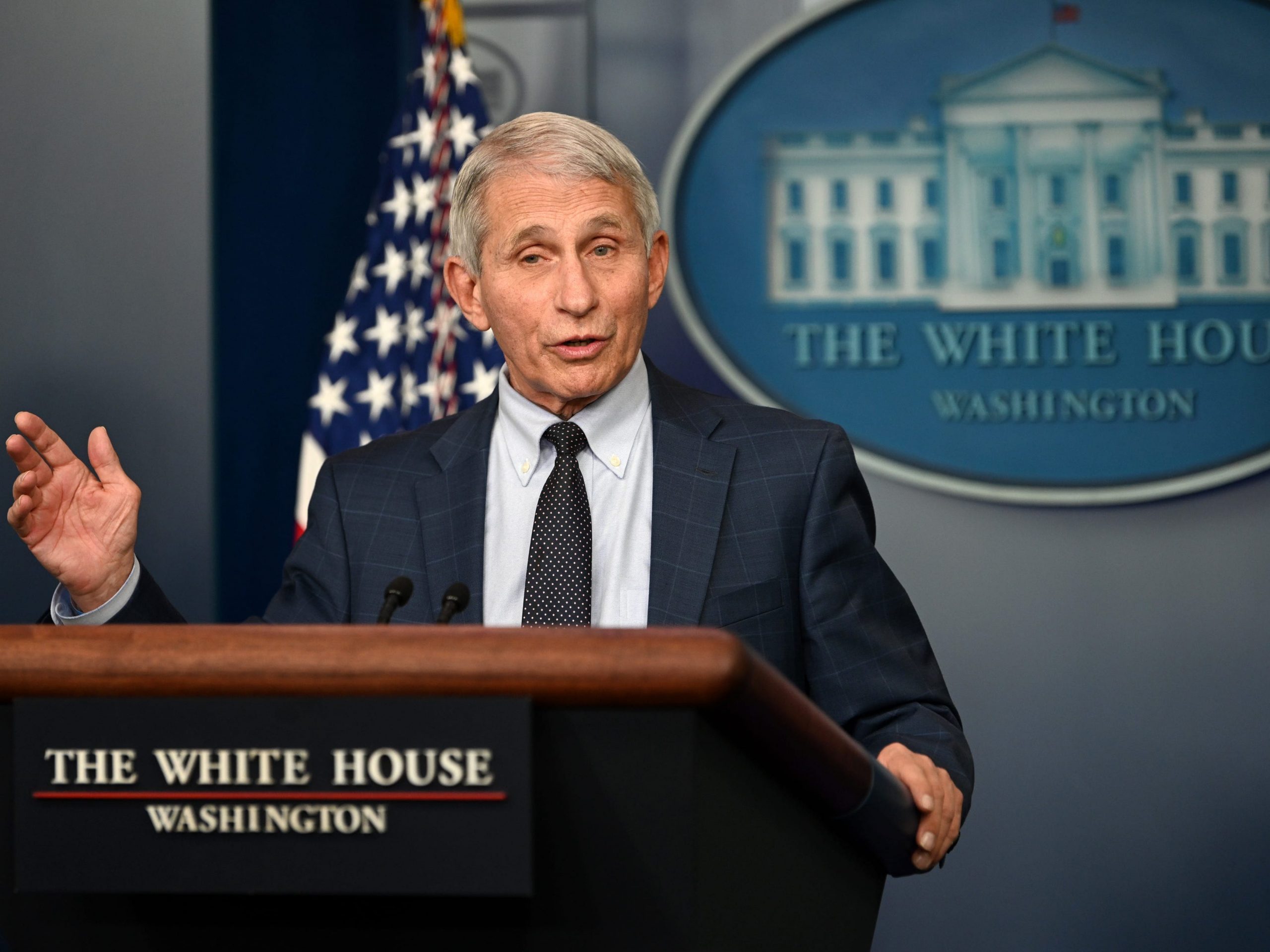 Director of the National Institute of Allergy and Infectious Diseases Anthony Fauci gives an update on the Omicron COVID-19 variant during the daily press briefing at the White House on December 1, 2021 in Washington, DC.
