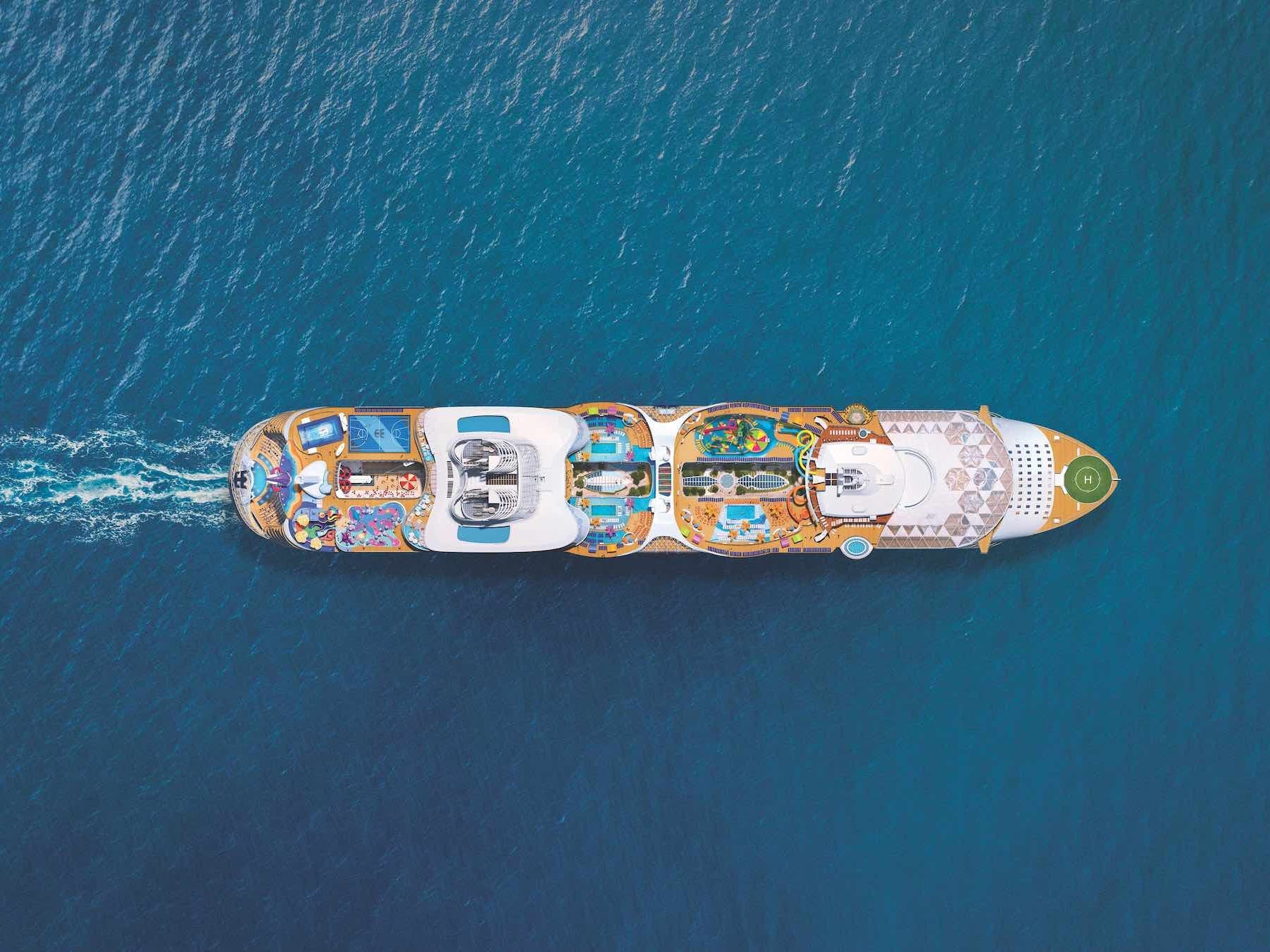 a rendering of the Wonder of the Seas sailing