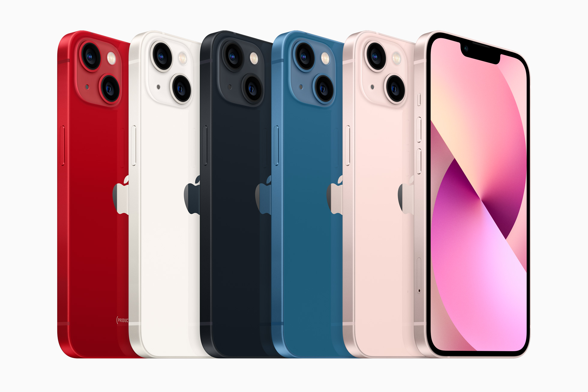 iPhone 13 in alle beschikbare kleuren. Afbeelding: Apple