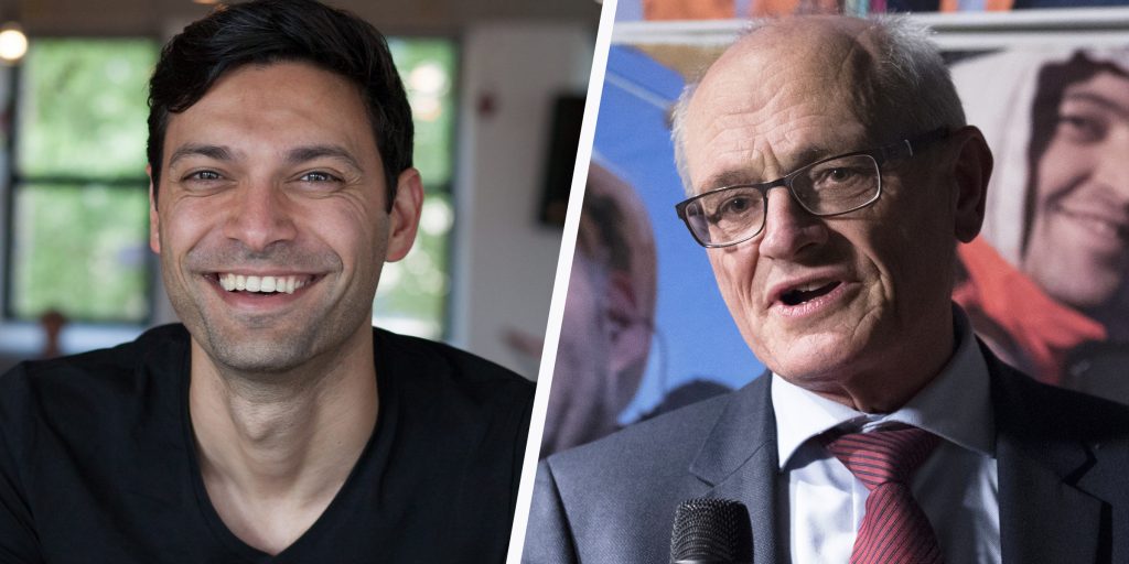 Bunq-oprichter Ali Niknam (links) is een winnaar van 2021, de Twentse IT-magnaat Gerard Sanderink een verliezer.