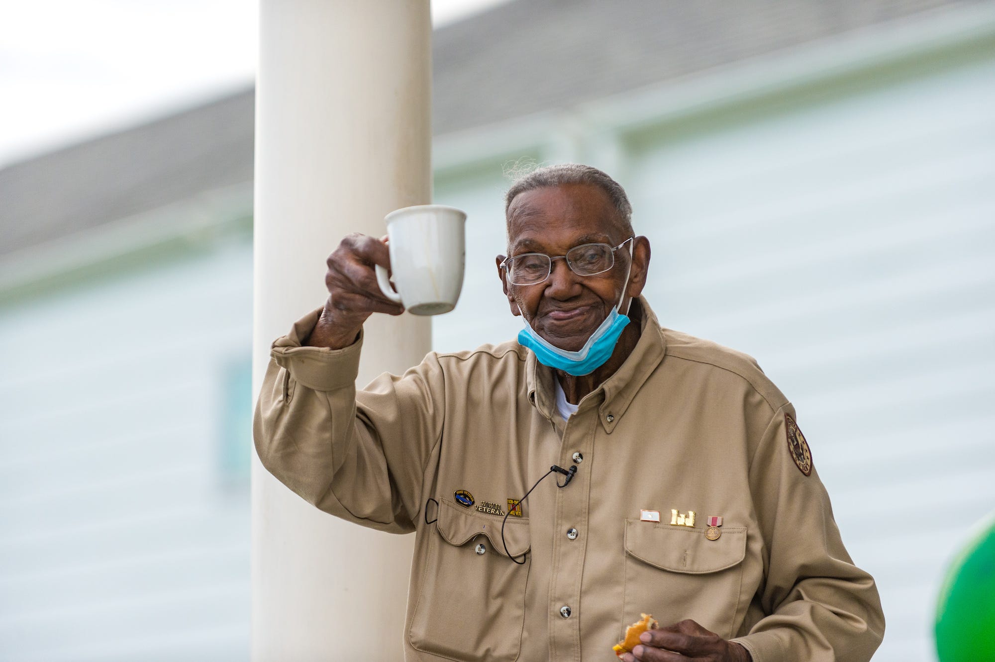 Lawrence Brooks at his 111th birthday party at his home in New Orleans.