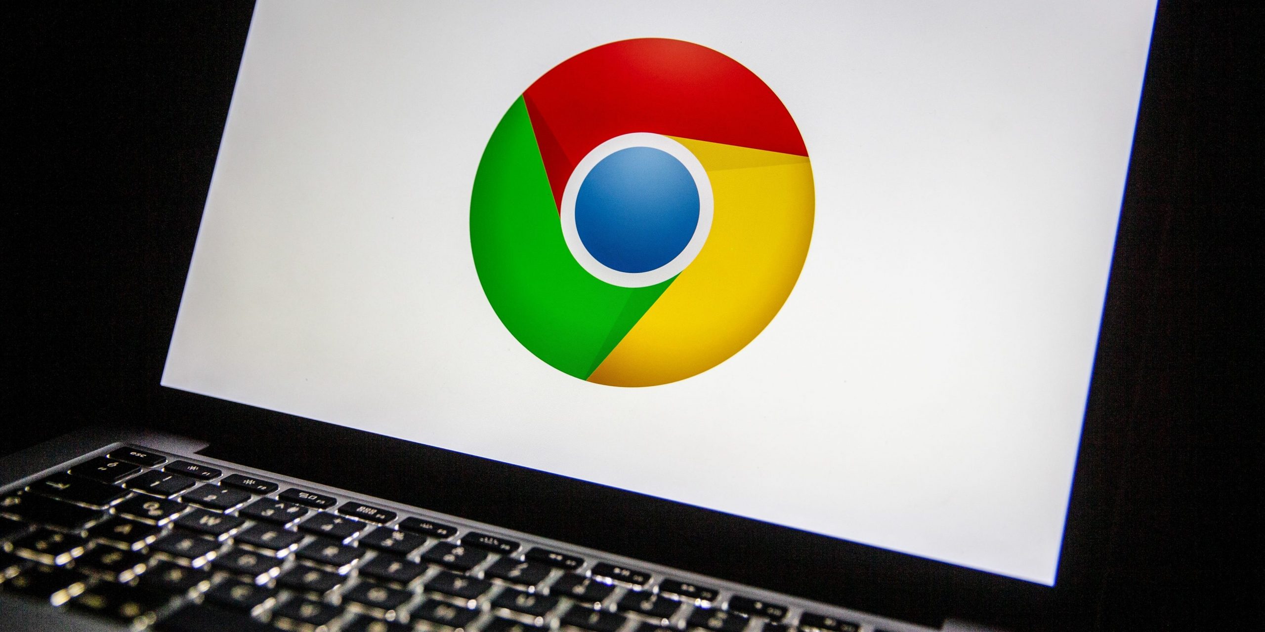 Google Chrome logo on mac laptop screen