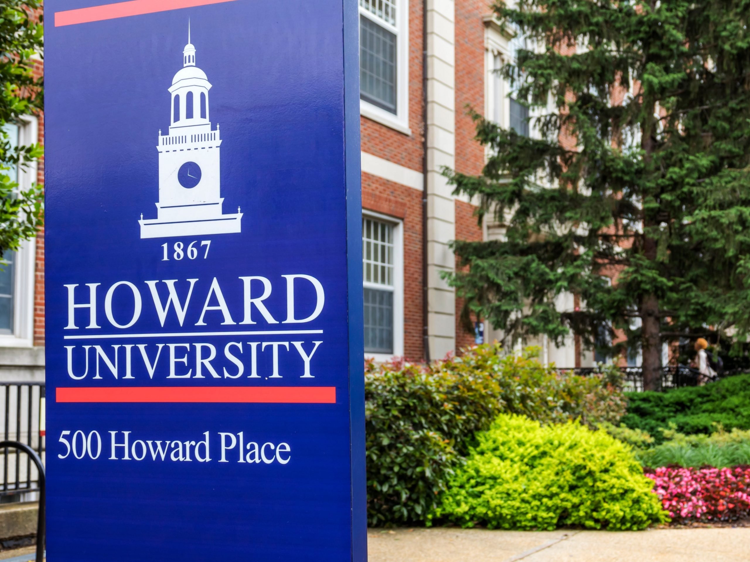 A Howard University sign on campus in DC