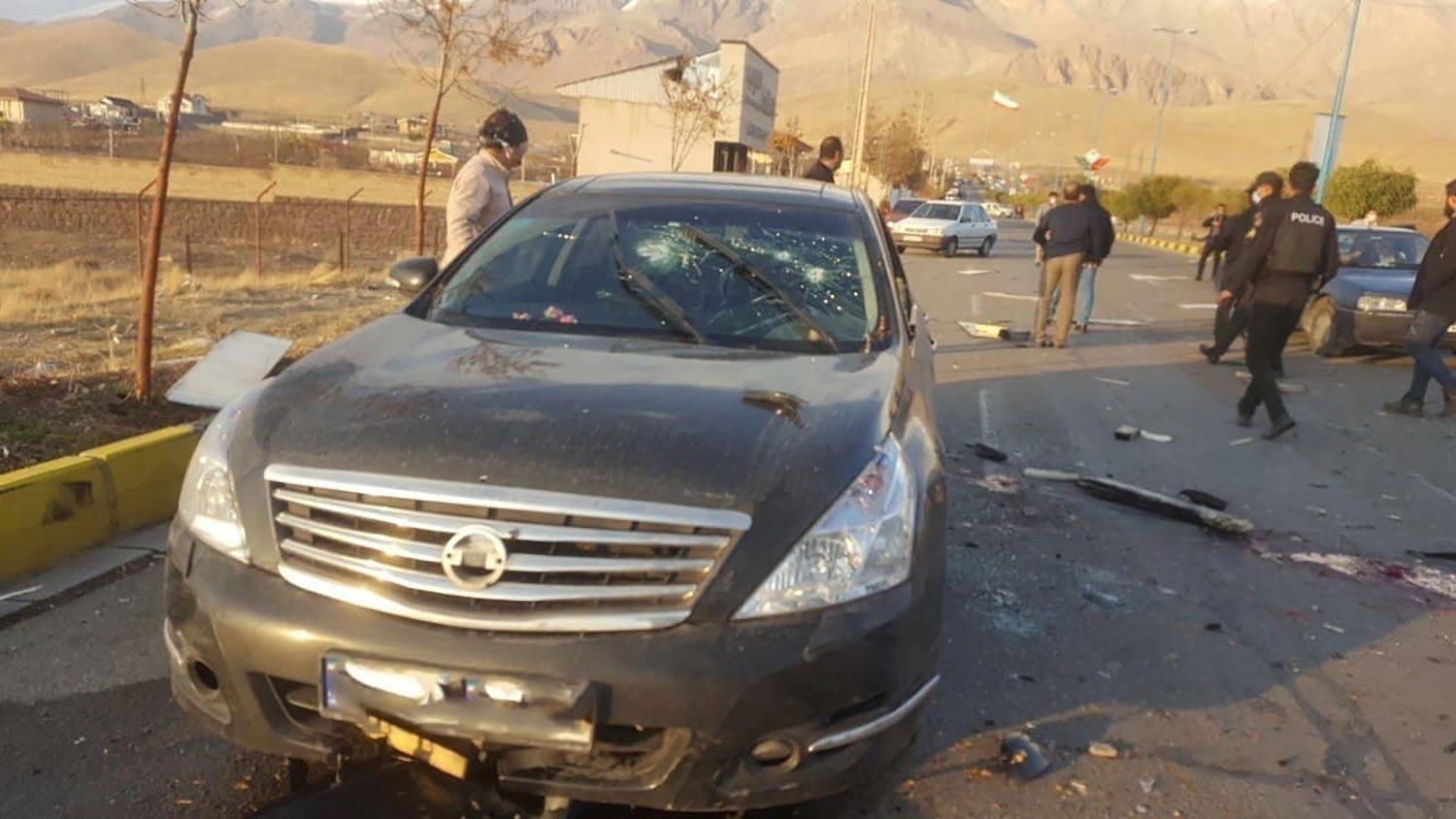 Scene of the attack that killed  Mohsen Fakhrizadeh