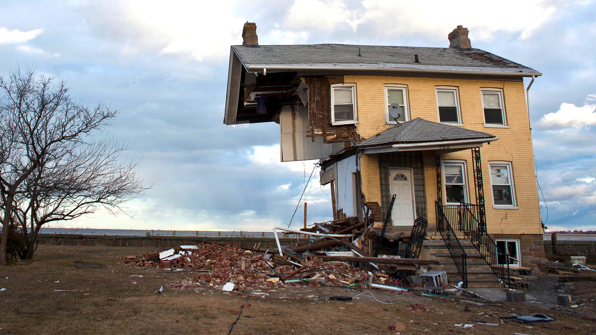 A historic house damaged by Hurricane Sandy