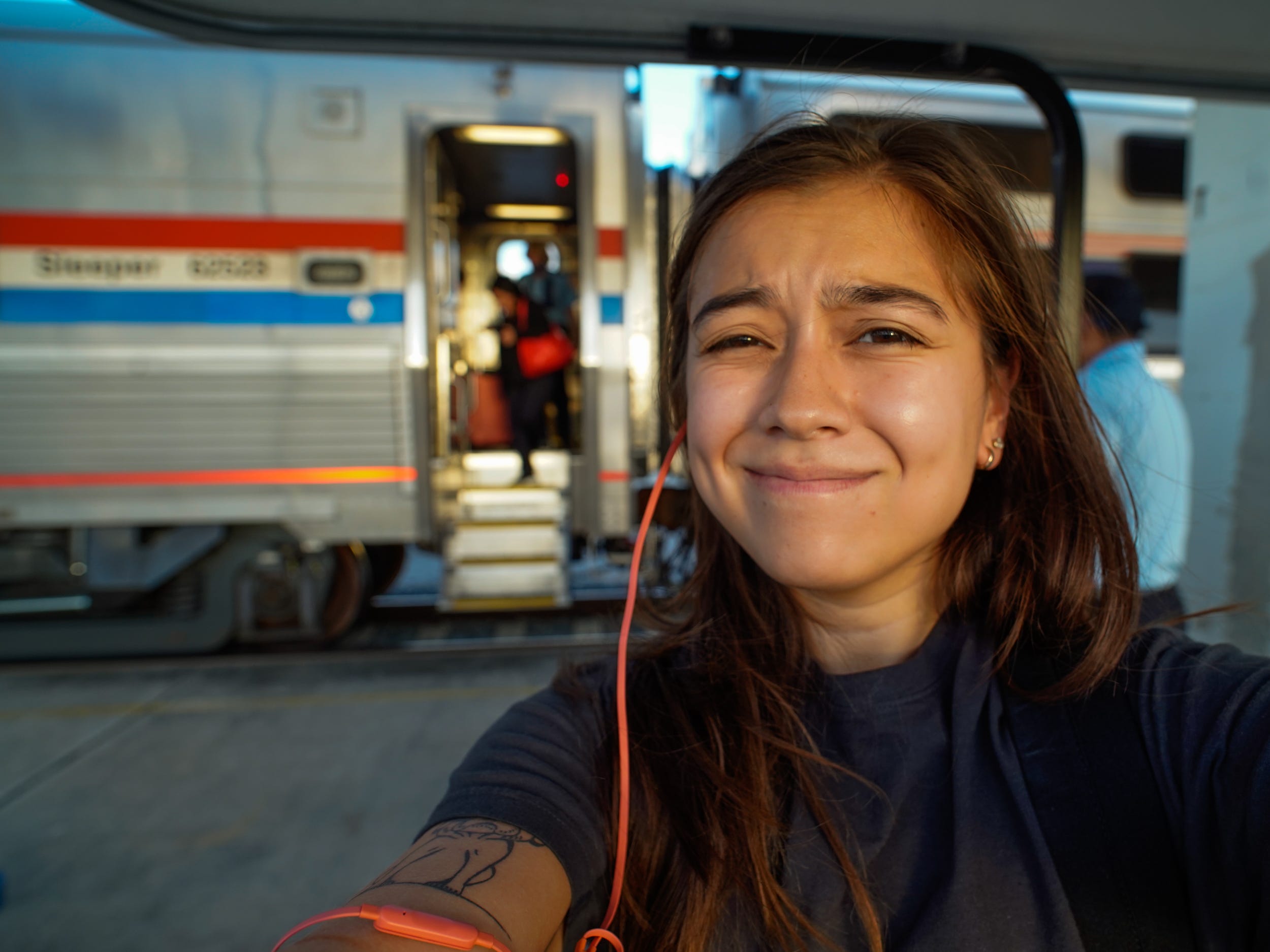 The author takes a selfie as she arrives in Miami