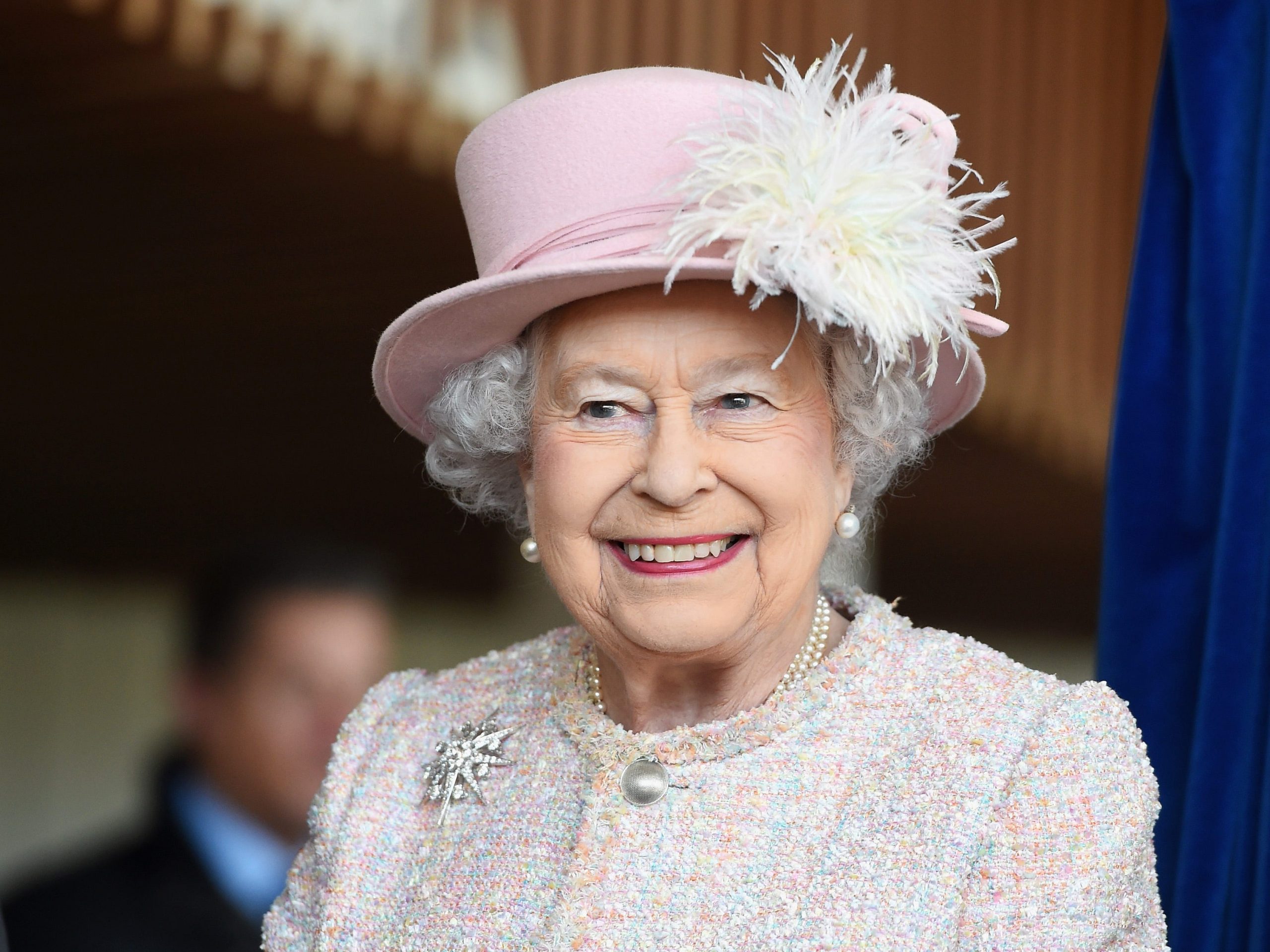 Queen Elizabeth II is seen at the Chichester Theatre while visiting West Sussex on November 30, 2017 in Chichester, United Kingdom.