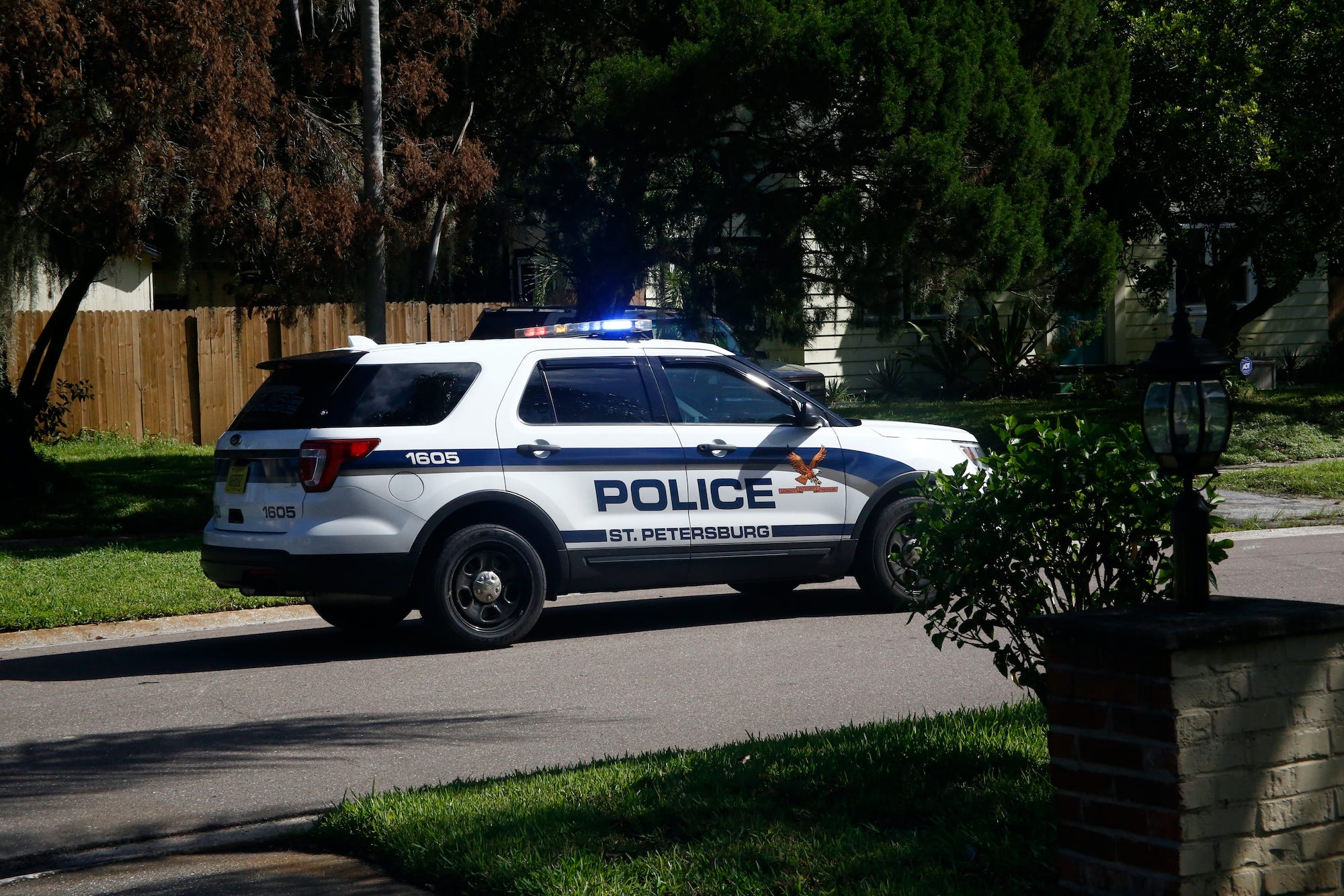 A St Petersburg, Florida, police car on patrol.