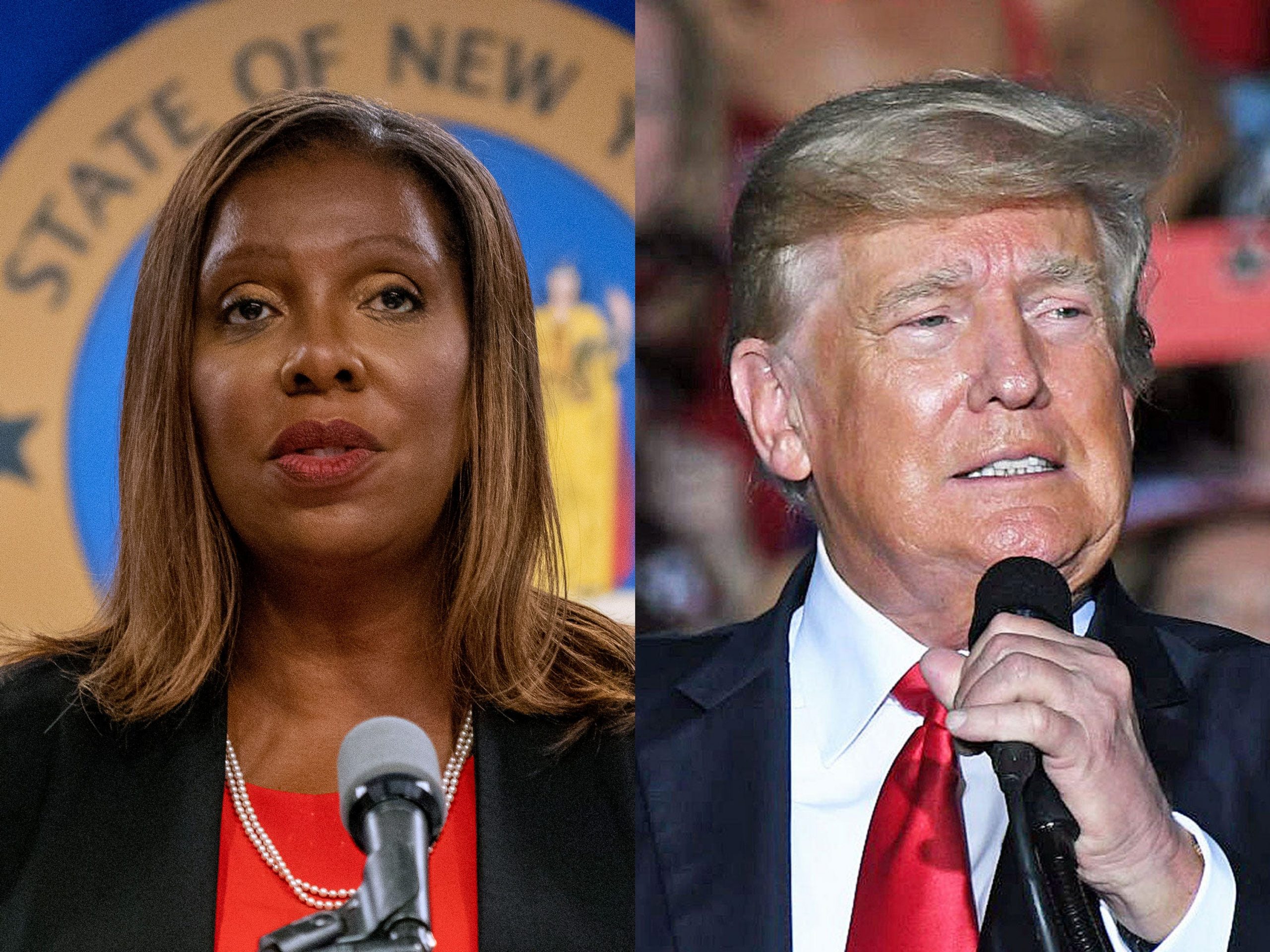 Letitia James and Donald Trump