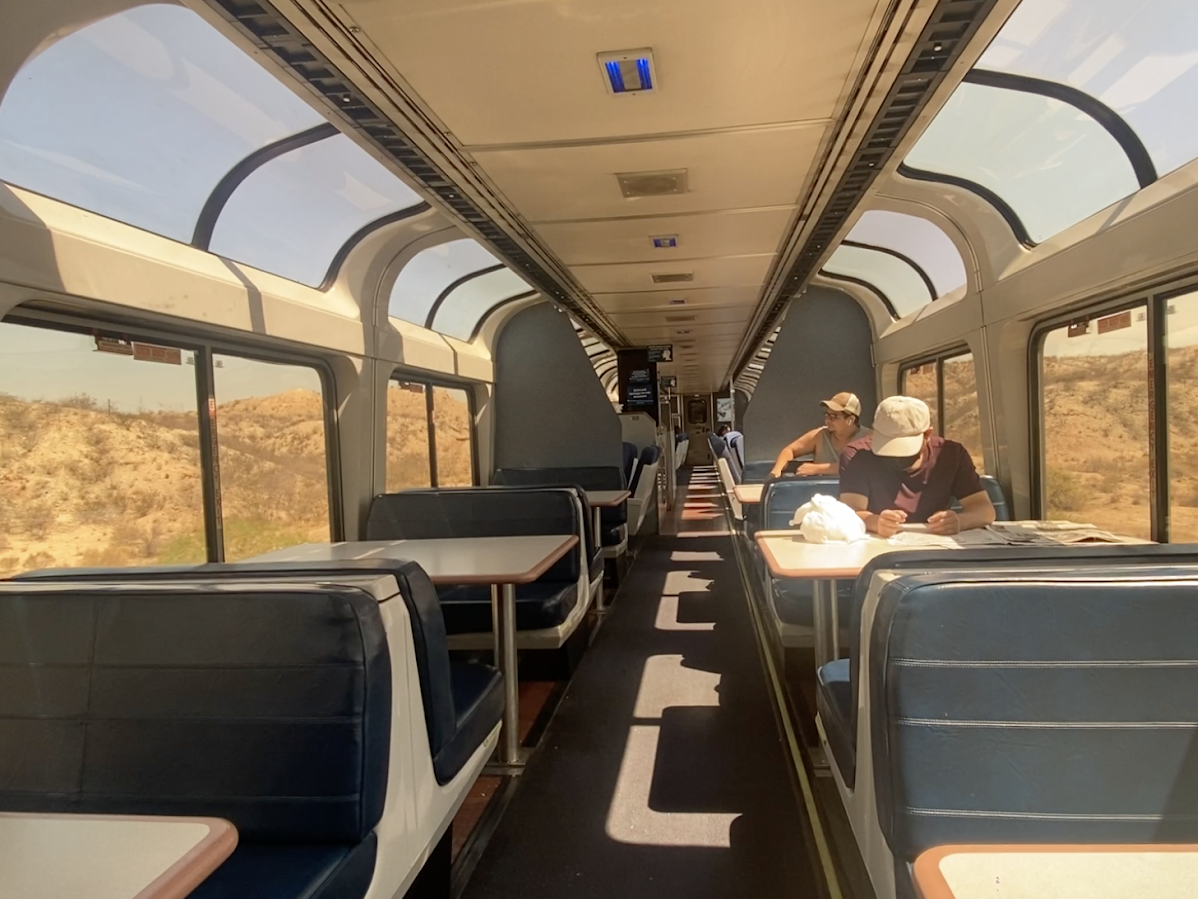 A view from the seat of an Amtrak.