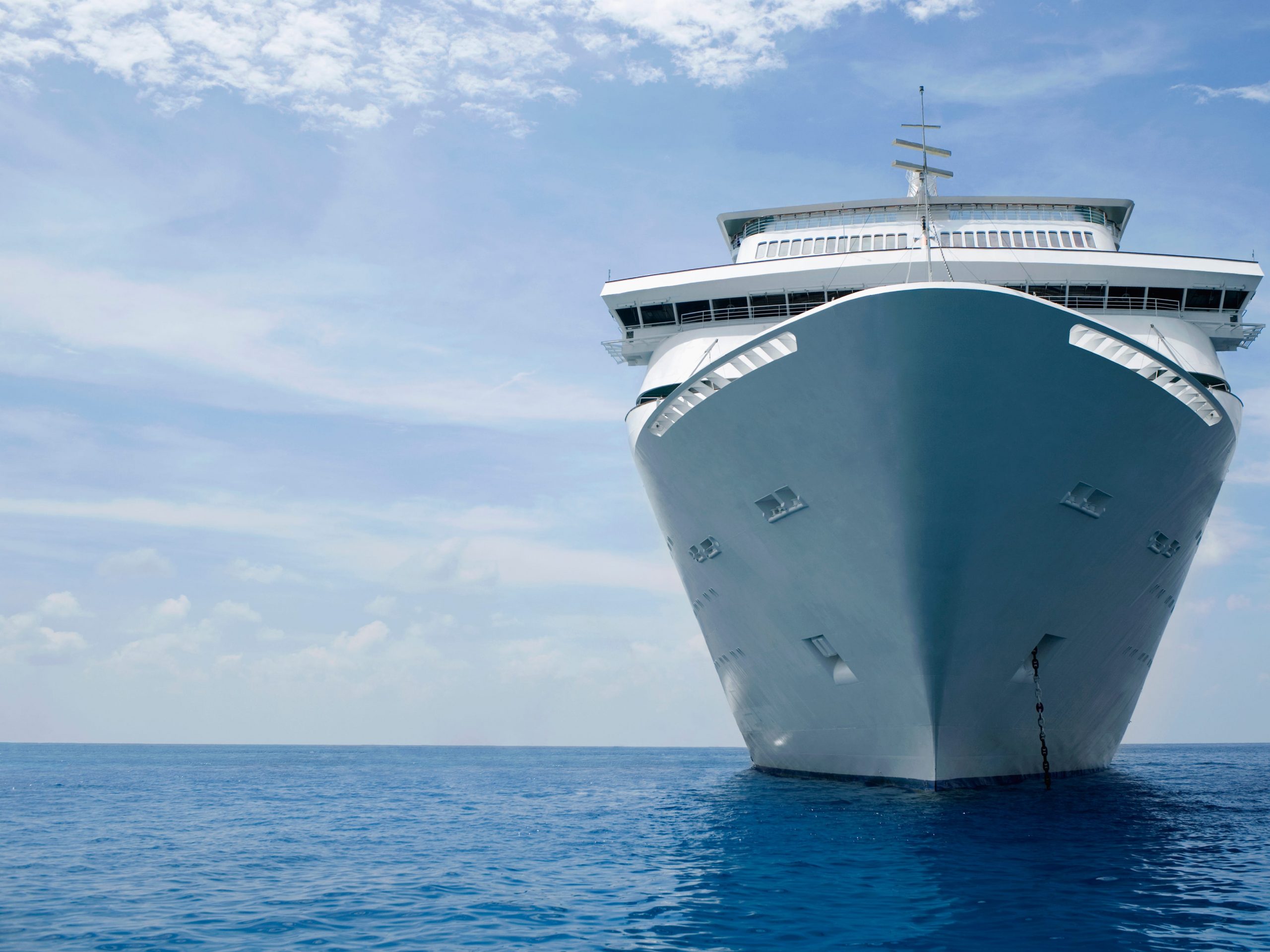 The front of a cruise ship.