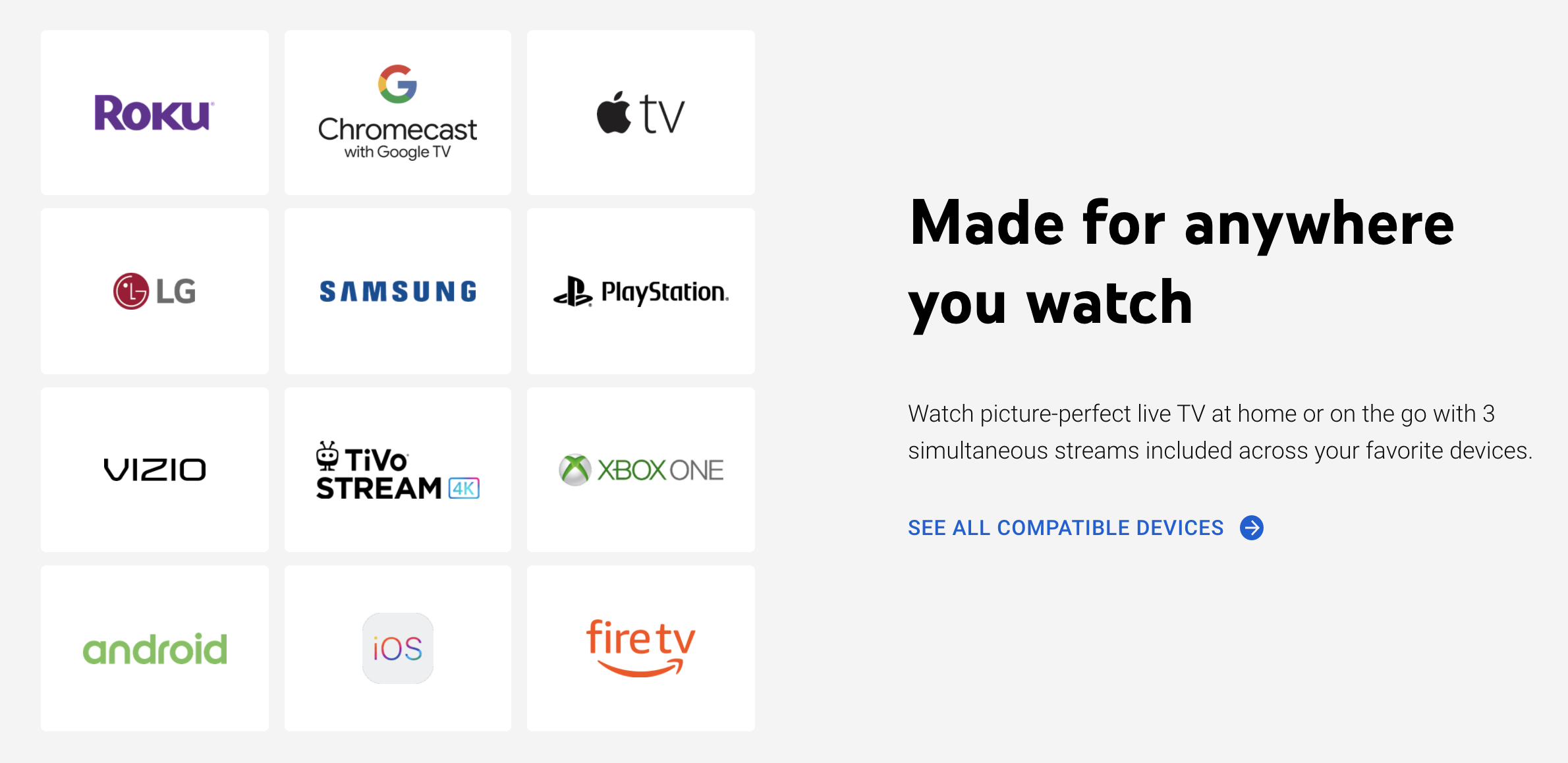 An ad promoting all the ways a user can watch YouTube TV.