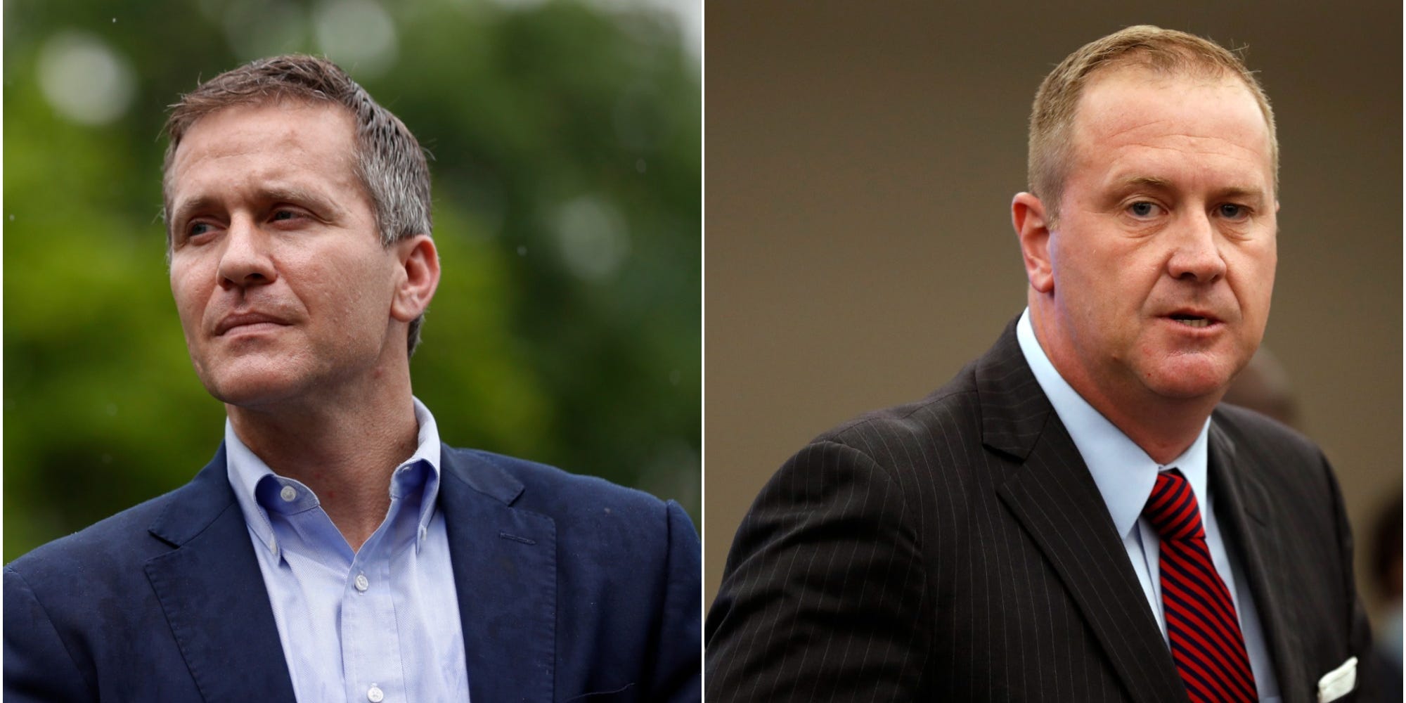 Eric Greitens, left, and Eric Schmitt, right