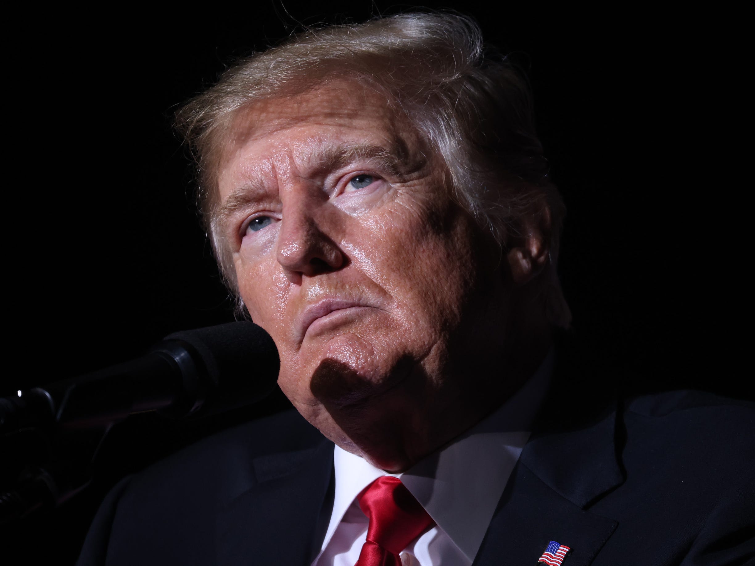 Former President Donald Trump speaks to supporters during a rally at the Iowa State Fairgrounds on October 09, 2021 in Des Moines, Iowa.