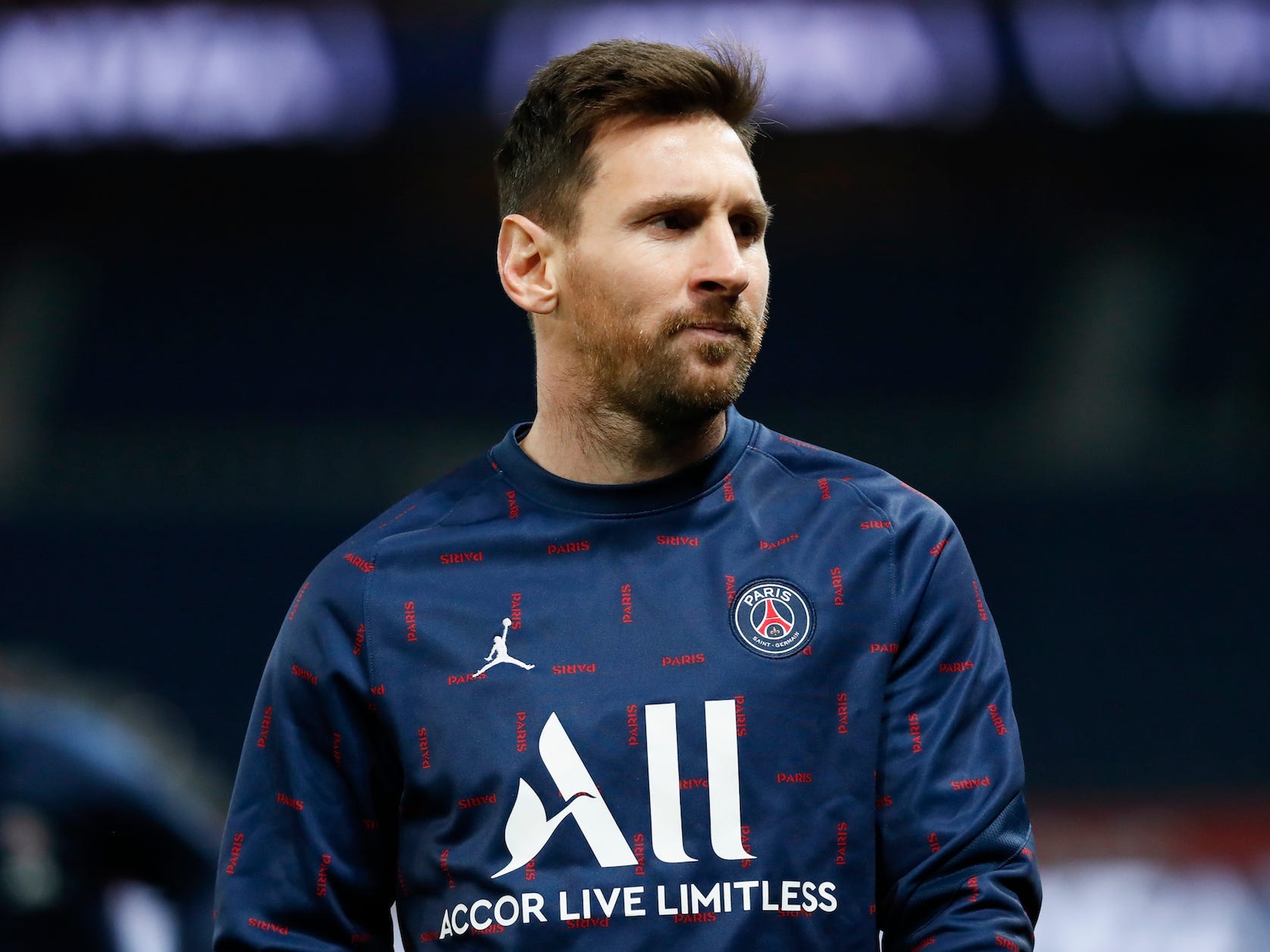 Paris Saint-Germain warms up before the Ligue 1 Uber Eats match between Paris Saint Germain and AS Monaco at Parc des Princes