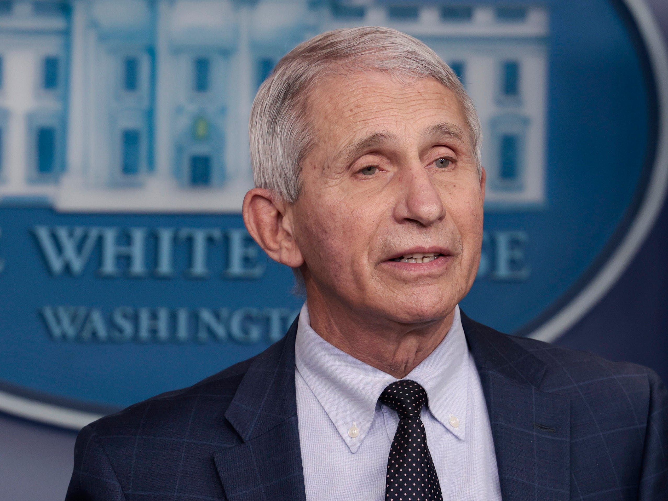 Dr. Anthony Fauci, Director of the National Institute of Allergy and Infectious Diseases and the Chief Medical Advisor to the President, gives an update on the Omicron COVID-19 variant during the daily press briefing at the White House on December 01, 2021 in Washington, DC.