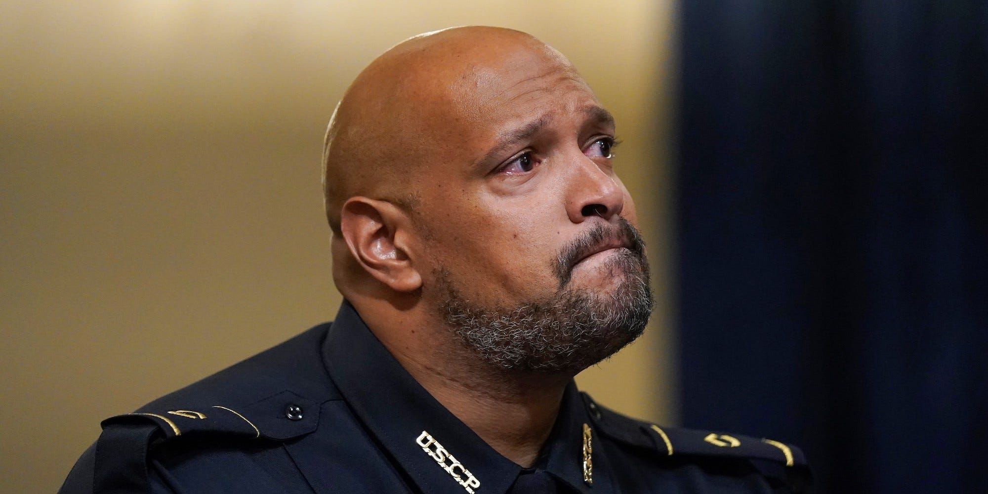 Capitol Police sergeant Harry Dunn testifies during a House select committee hearing on the January 6 Capitol riot on July 27, 2021.