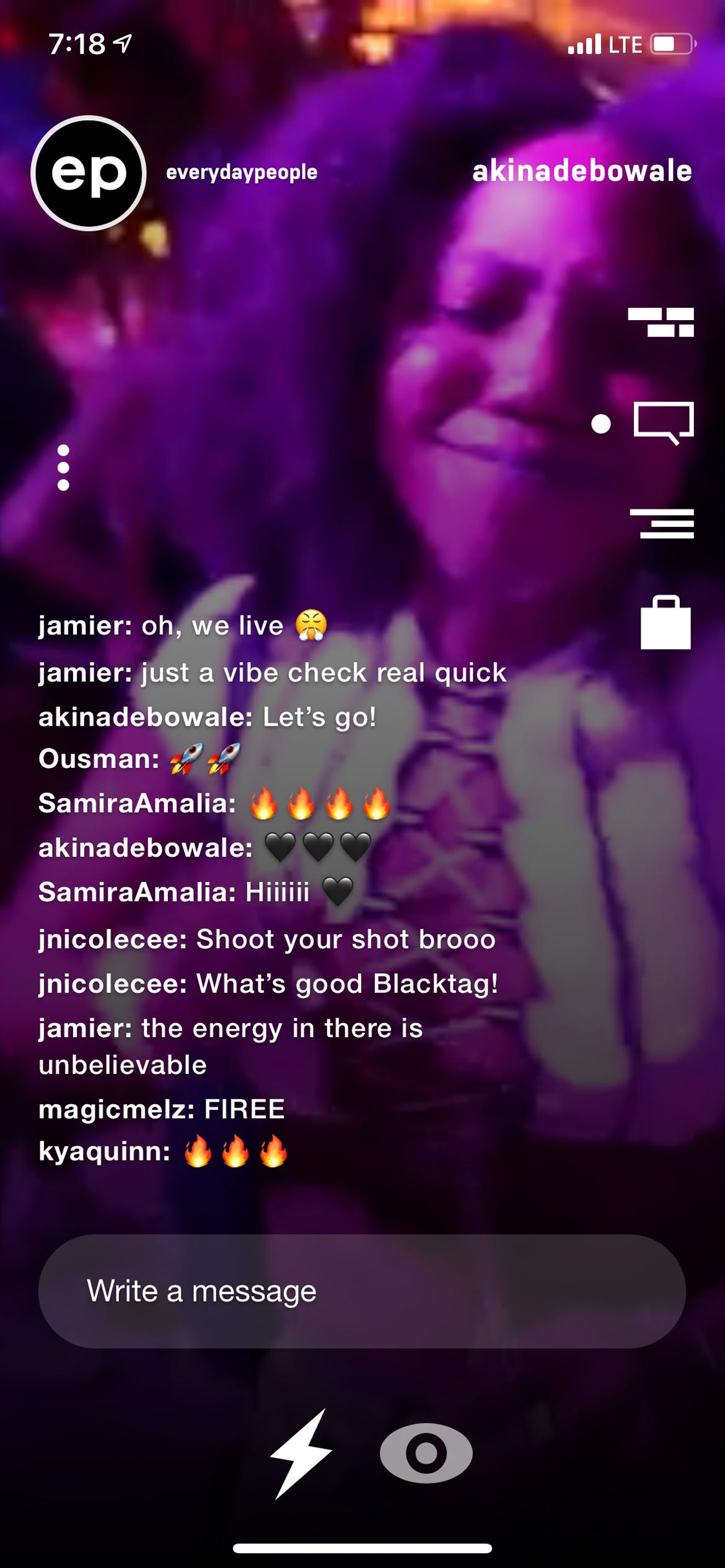 Messaging service within the app Blacktag