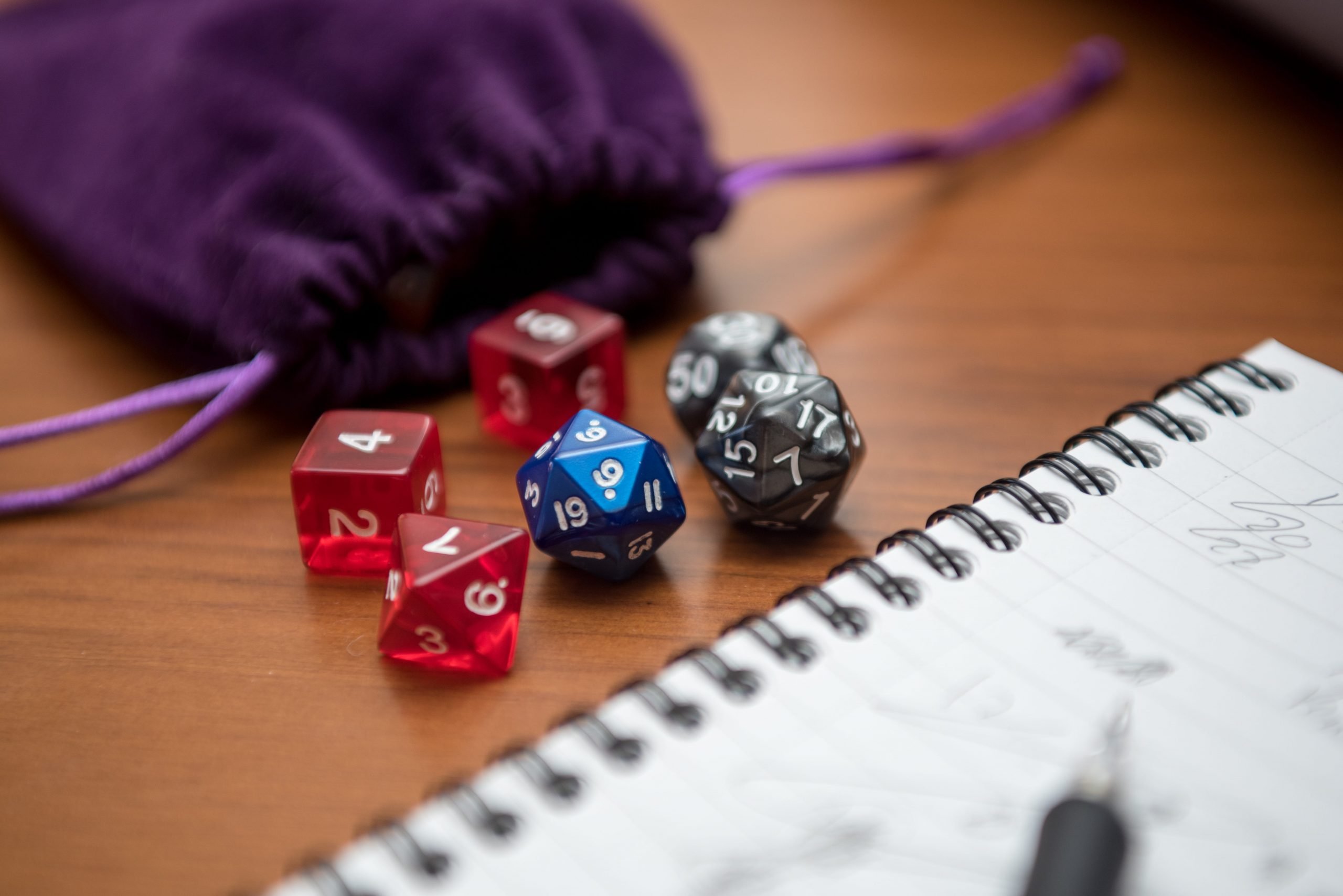 Dice and a notepad.