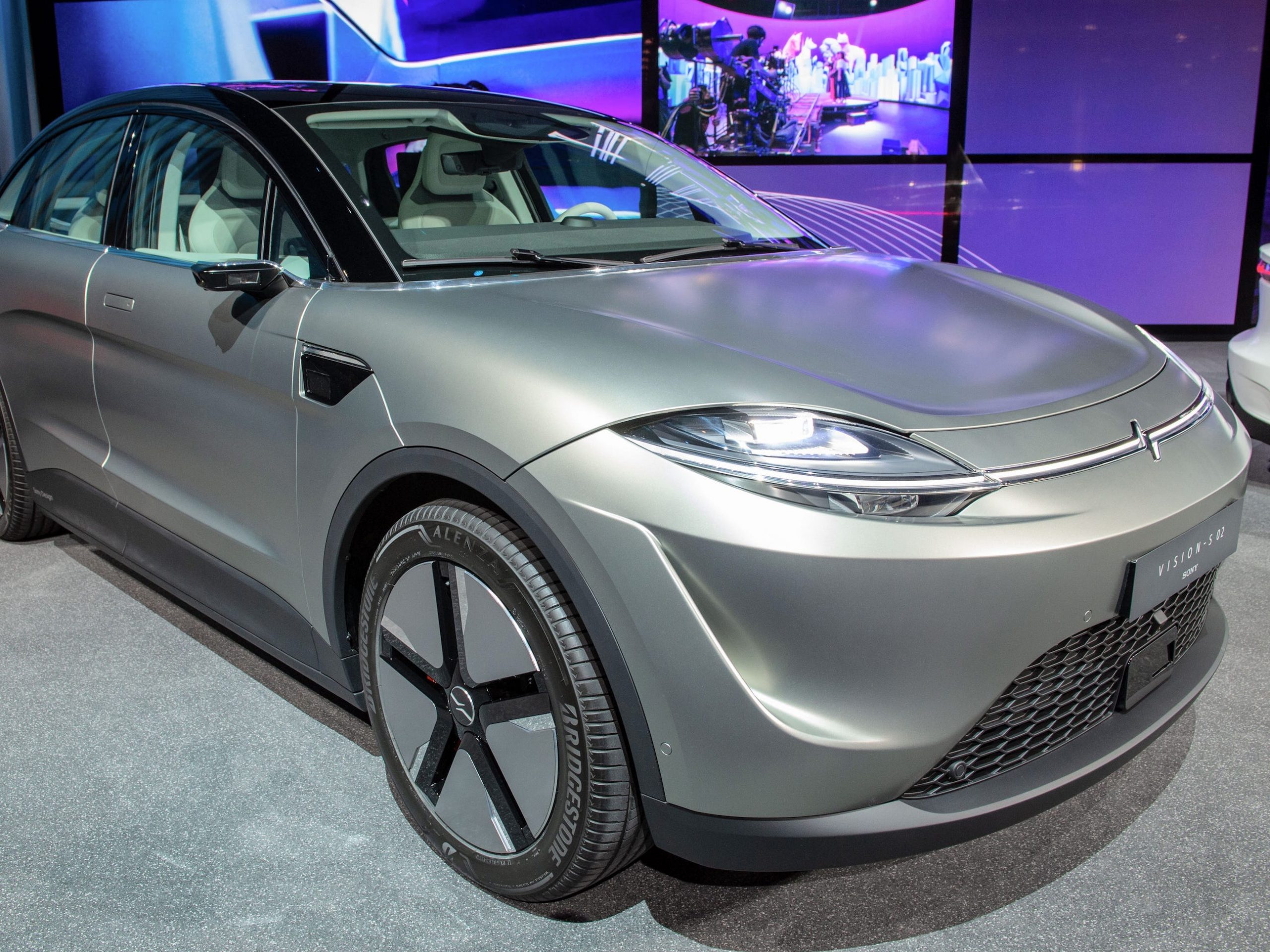 Sony's "Vision-S02" electric car on display at the CES tech show in Las Vegas on January 4, 2022.
