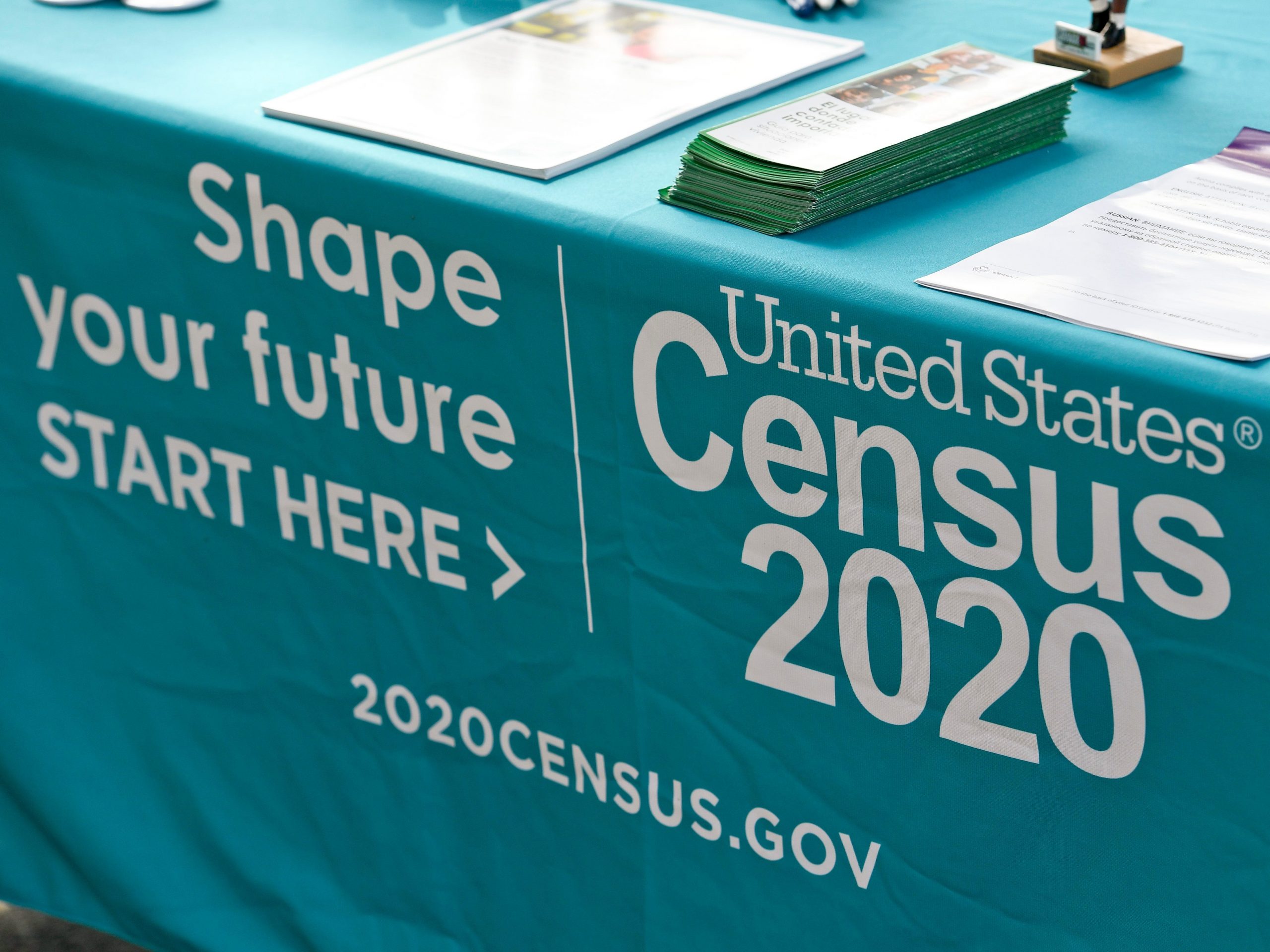 A detail photo of the information table for the 2020 Census in Reading, Pennsylvania, on September 25, 2020.