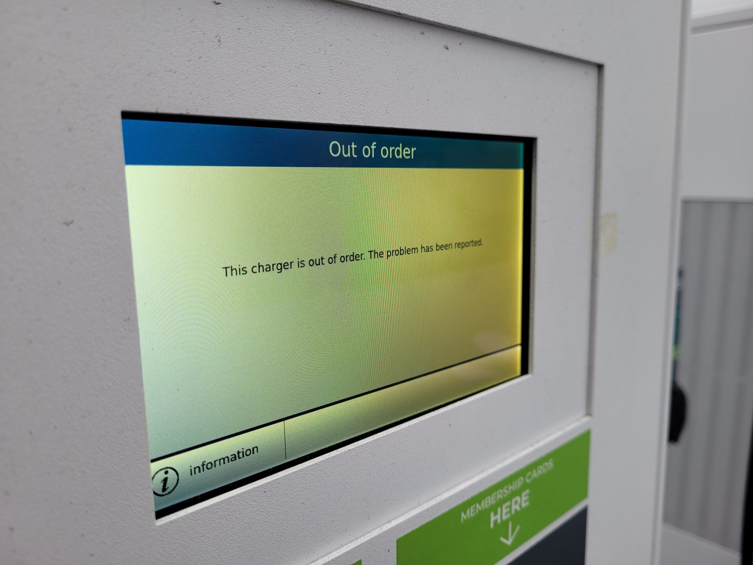 Out of order EV charging station