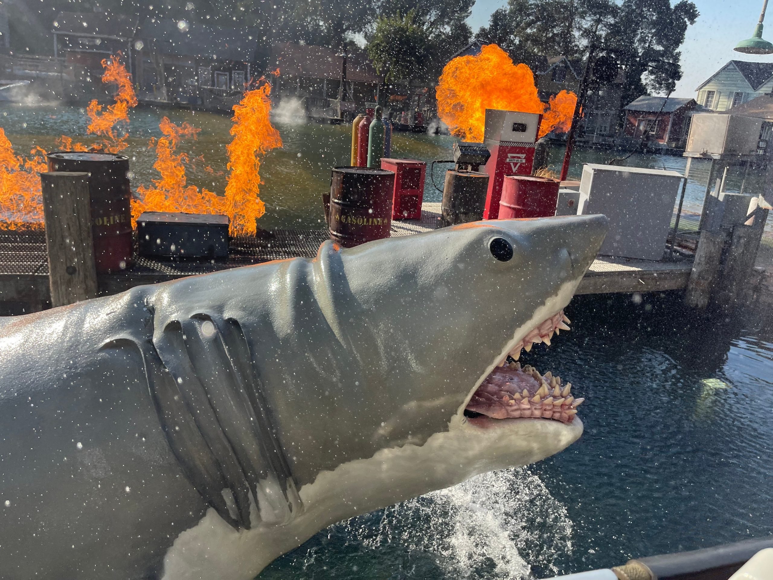 A giant fake shark in Universal's Studio Tour