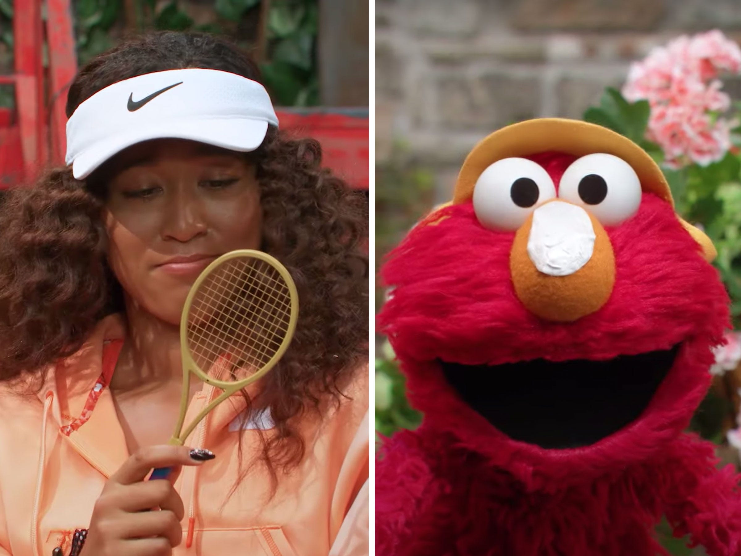 Naomi Osaka (left) joined Elmo and the Sesame Street crew for a lesson on melanin.