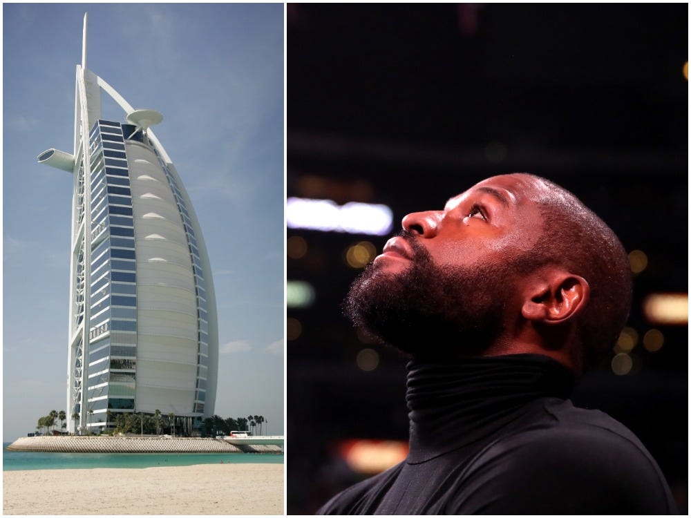 Floyd Mayweather claims he'll box once more at a super luxury location in Dubai.