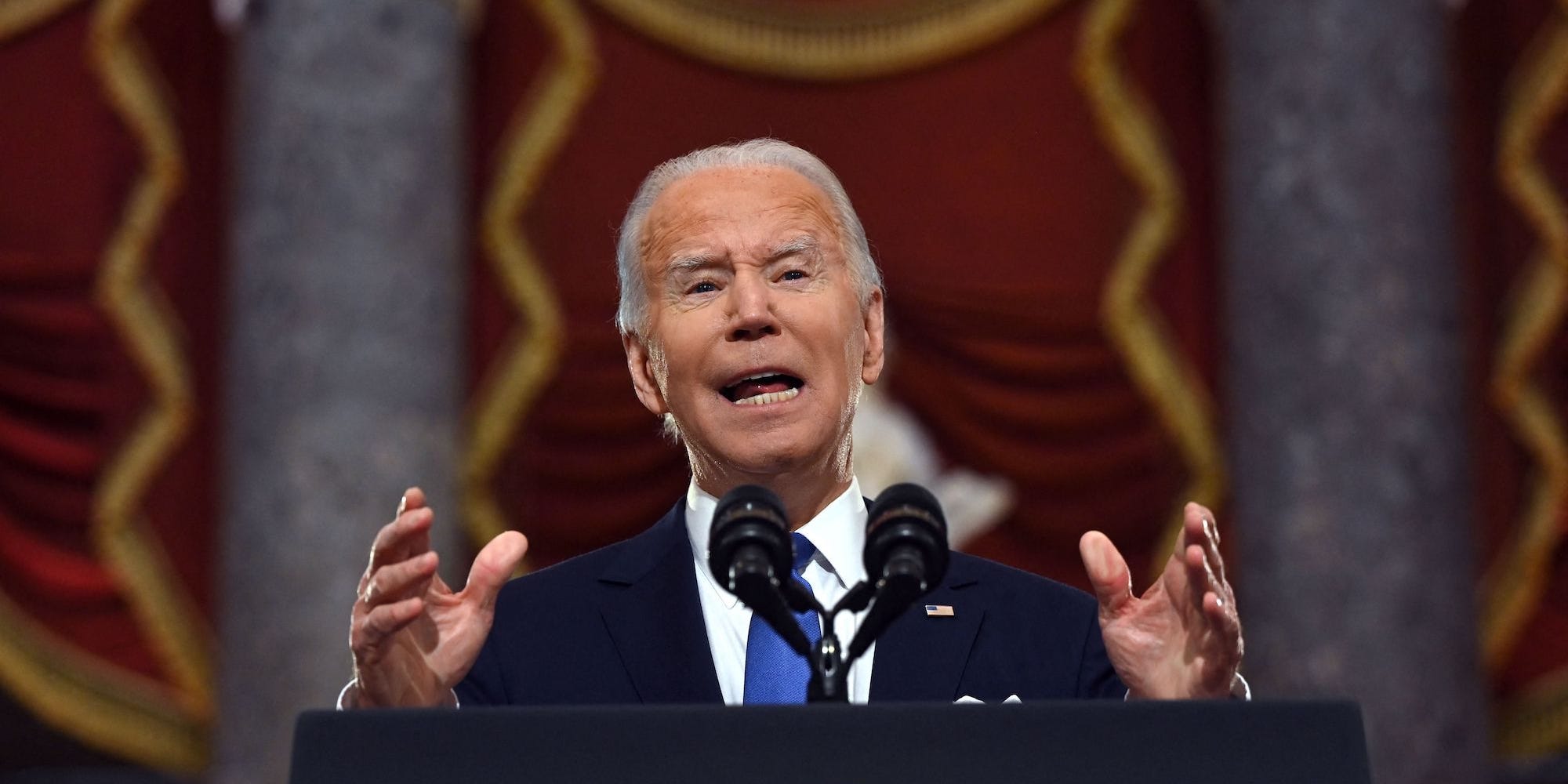 President Joe Biden speaks at the Capitol on January 6, 2022.