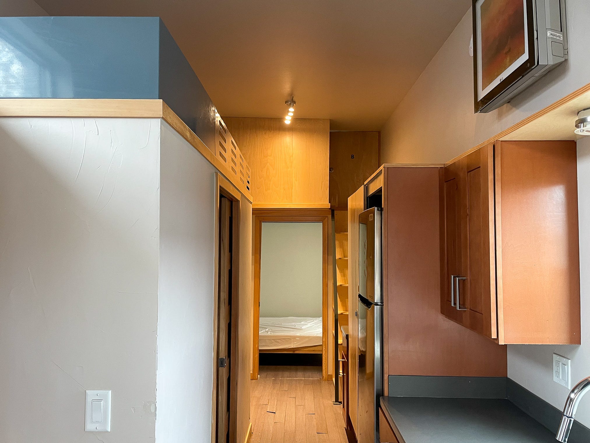 The interior of tiny homes owned by Aspen Skiing Company at the Aspen Basalt Campground in Colorado.