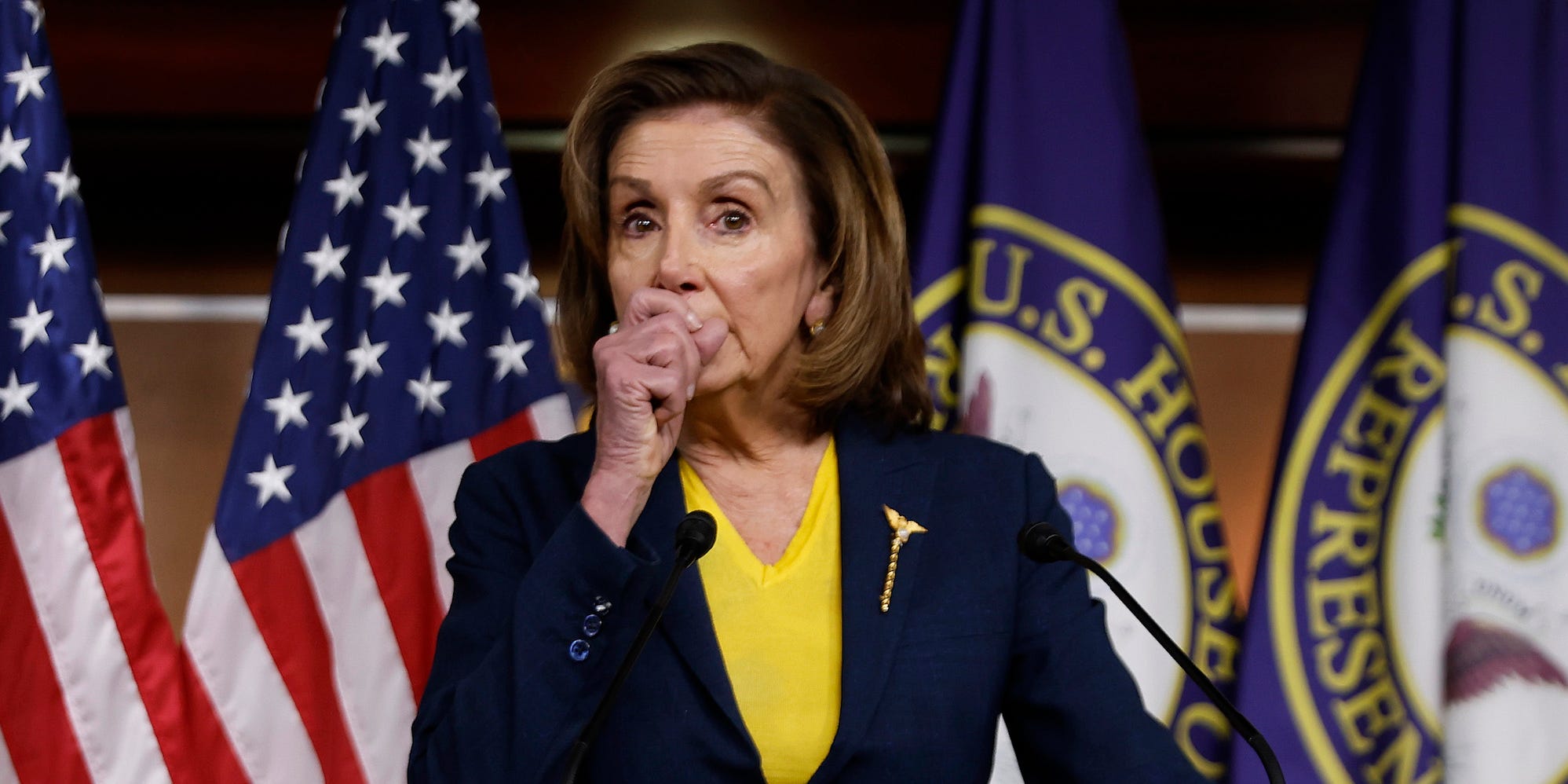 House Speaker Nancy Pelosi at her weekly news conference at the Capitol on December 15, 2021.