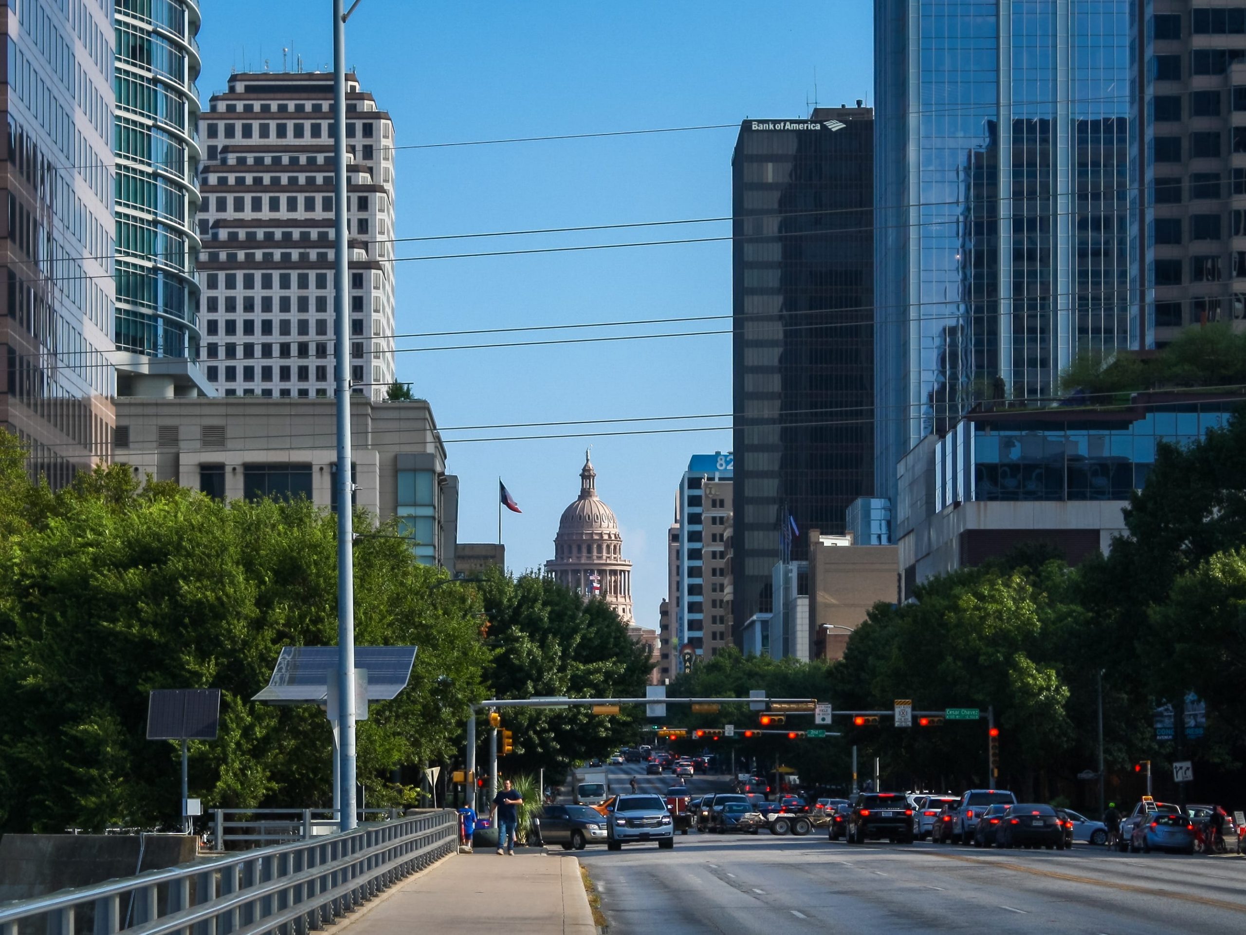 Congress Avenue and the Texas State Capitol.