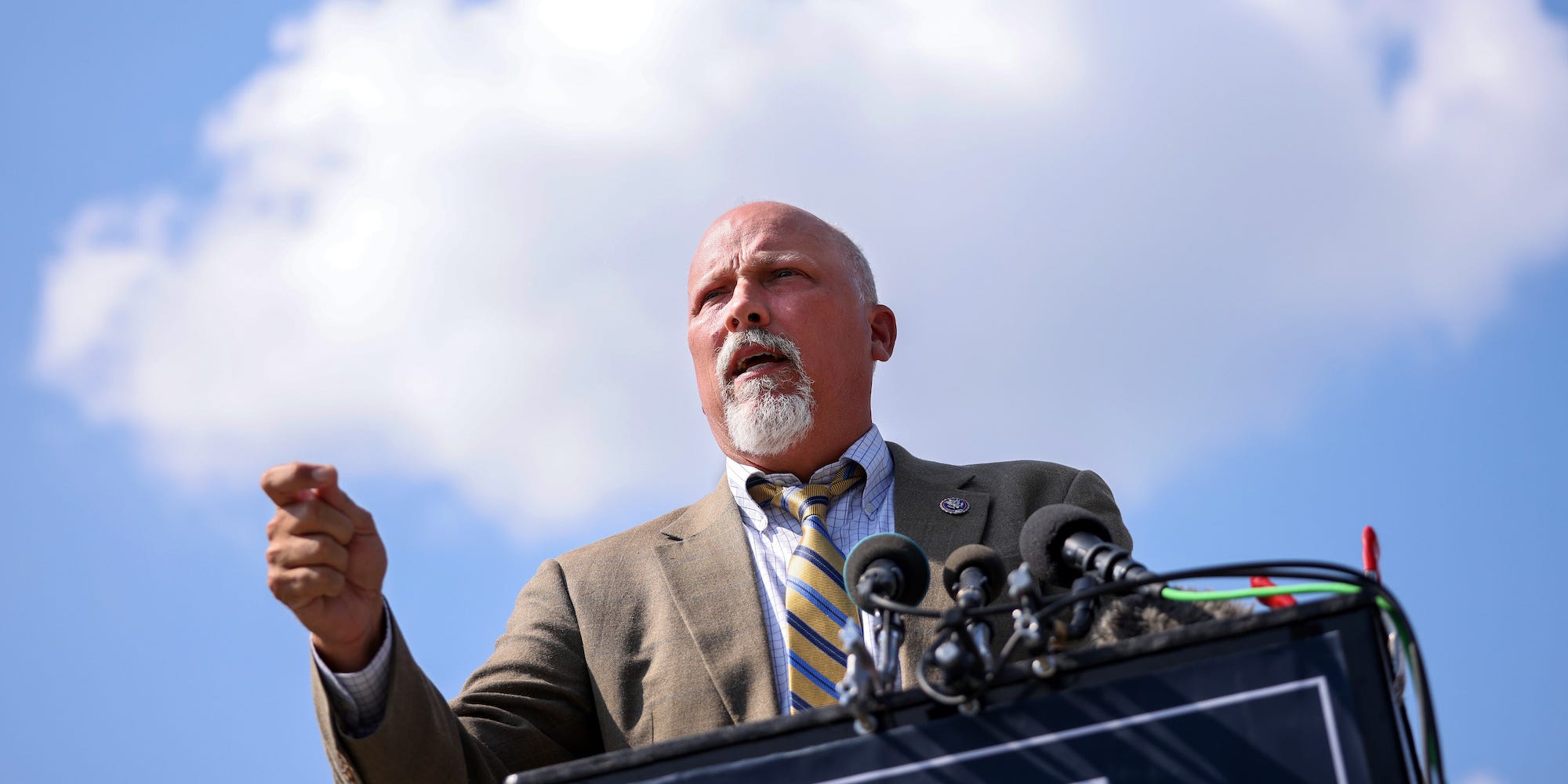 Rep. Chip Roy at a press conference outside the Capitol Building on August 23, 2021.