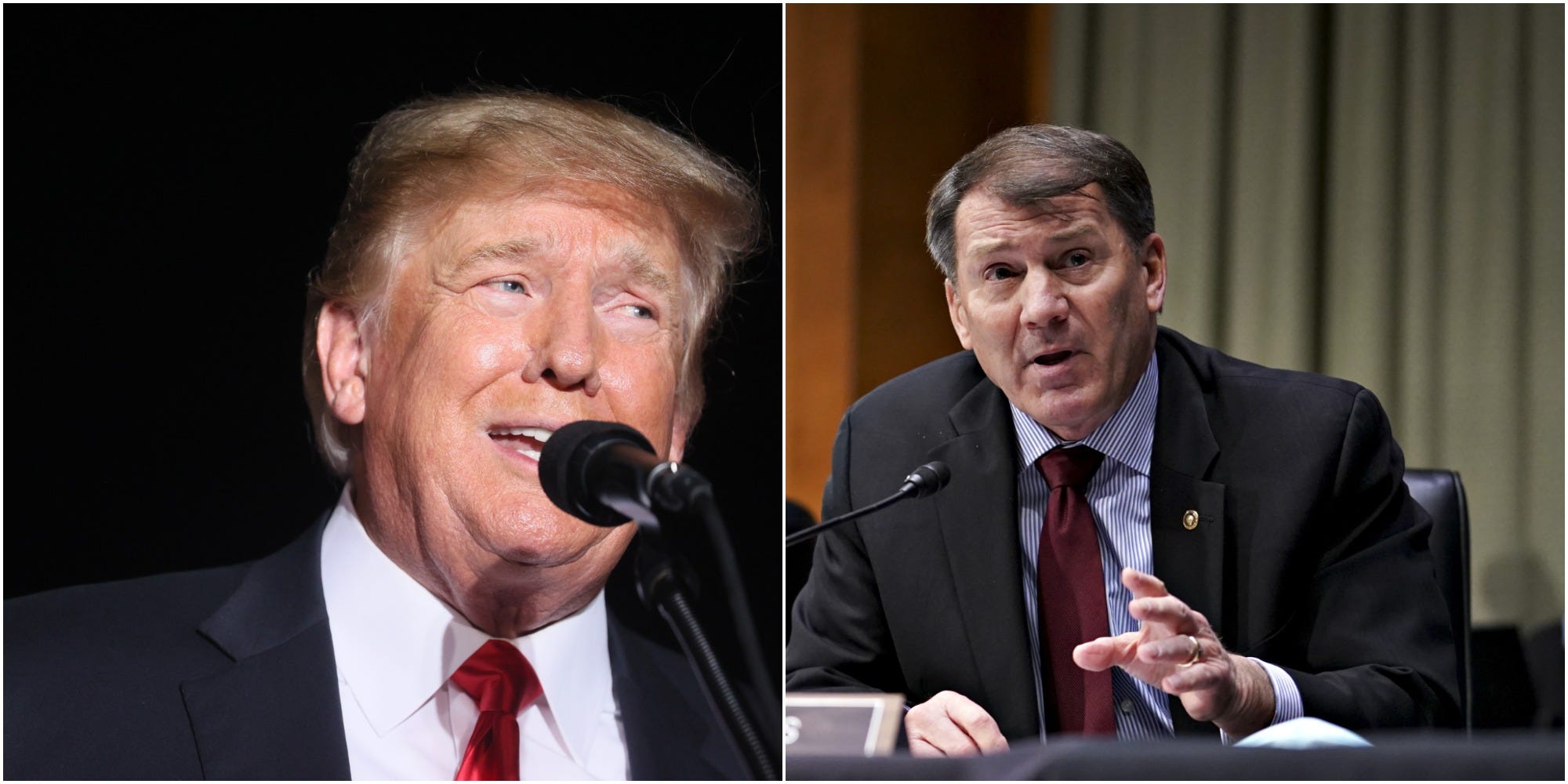 Former President Donald Trump and Republican Sen. Mike Rounds of South Dakota.